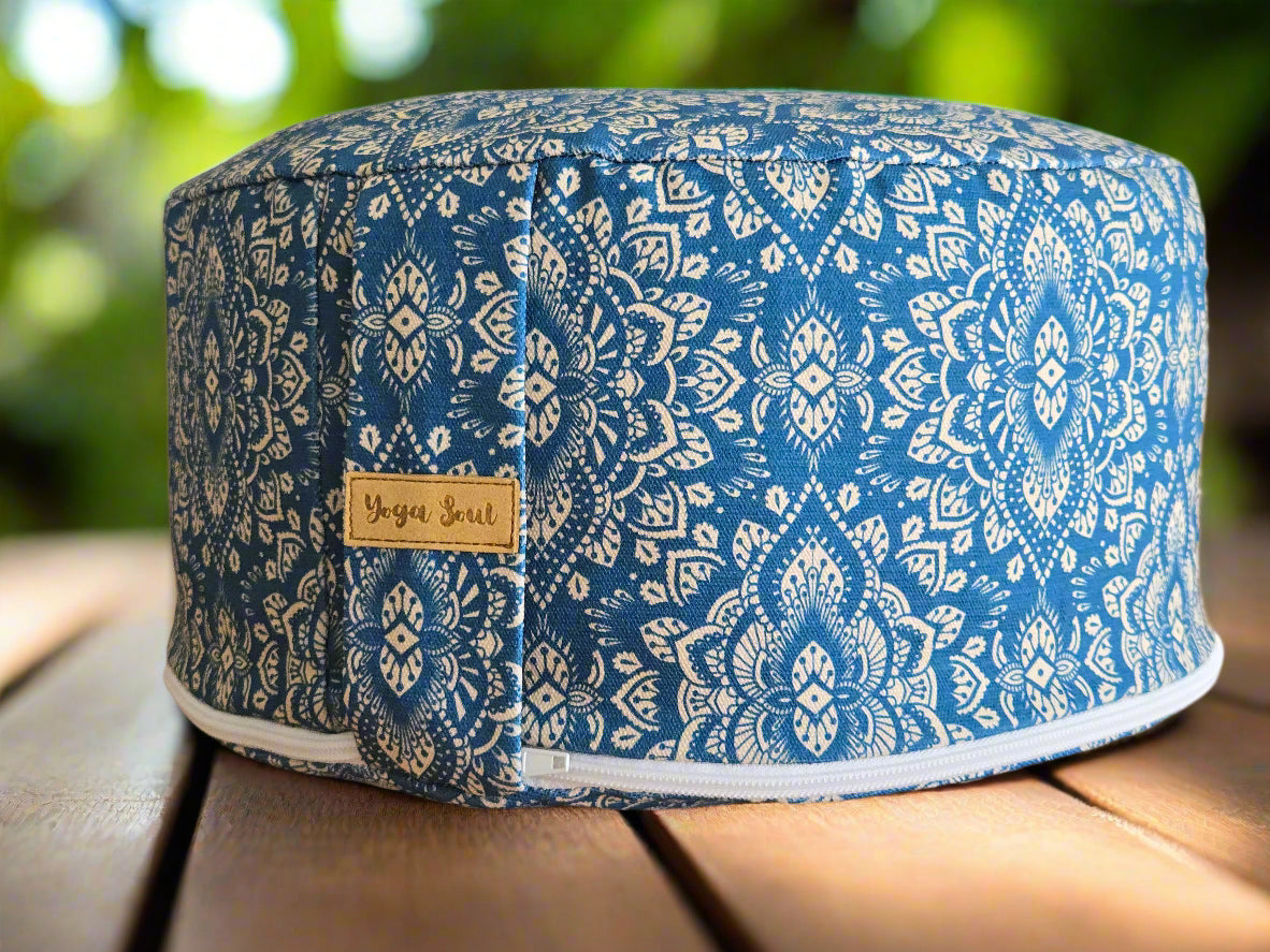 RONDO Meditation Cushion | Mandala | Indigo Blue - Yoga Soul