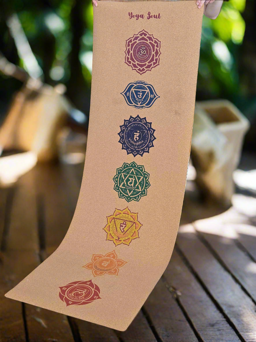 Cork Yoga Mat | Chakra + Strap - Yoga Soul