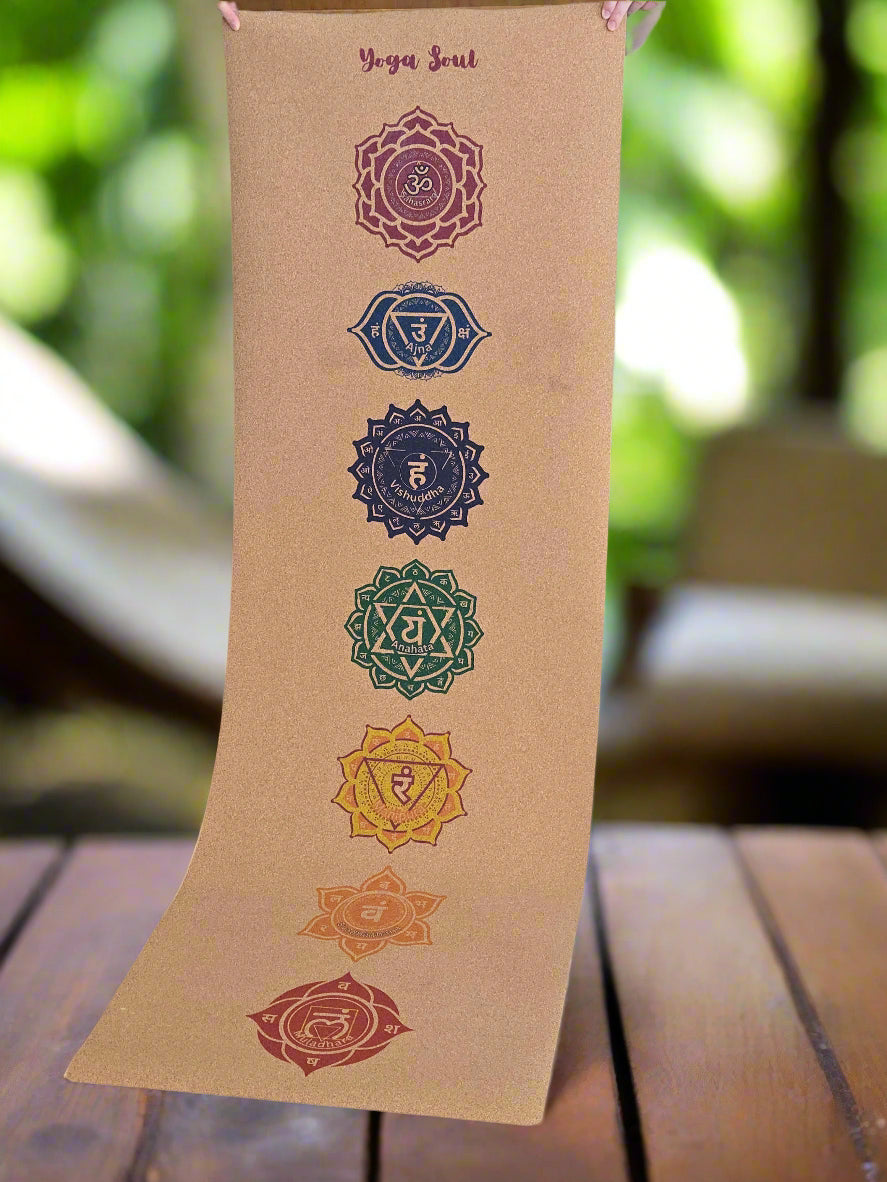 Cork Yoga Mat | Chakra + Strap - Yoga Soul