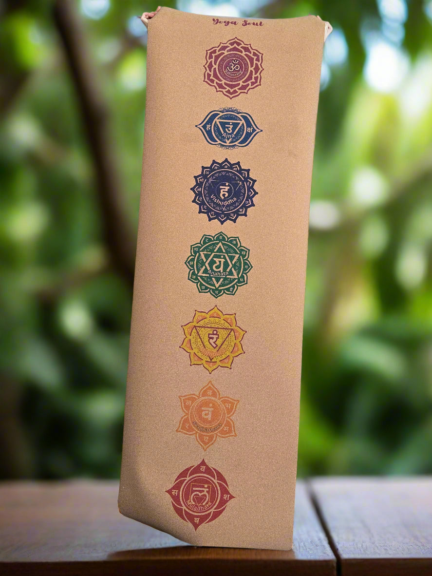 Cork Yoga Mat | Chakra + Strap - Yoga Soul