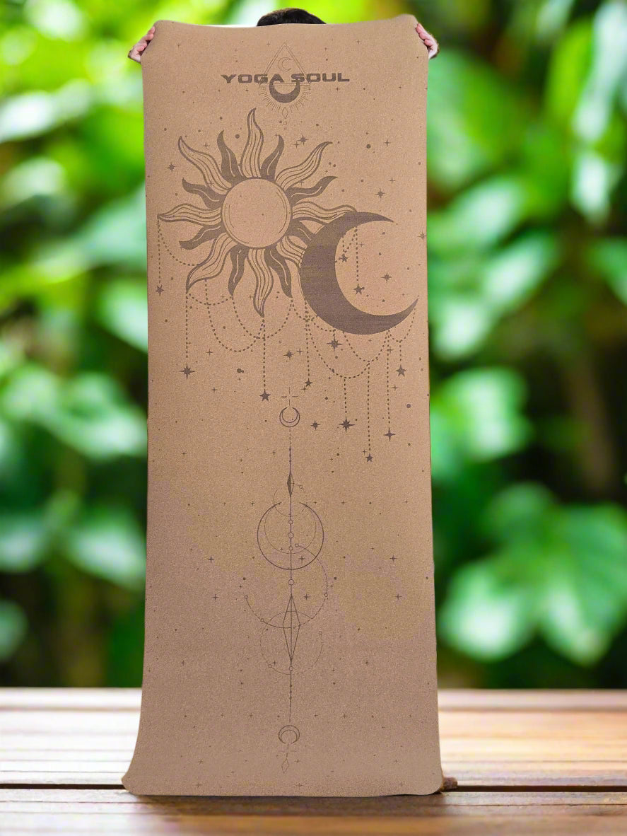 Cork Yoga Mat | Sun Moon + Strap - Yoga Soul
