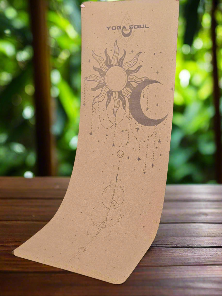 Cork Yoga Mat | Sun Moon + Strap - Yoga Soul