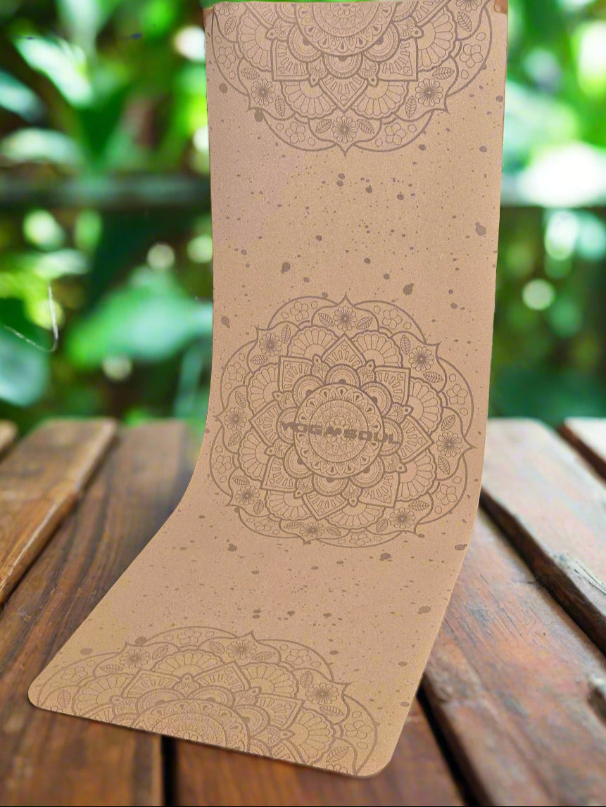 Cork Yoga Mat | Mandala + Strap - Yoga Soul