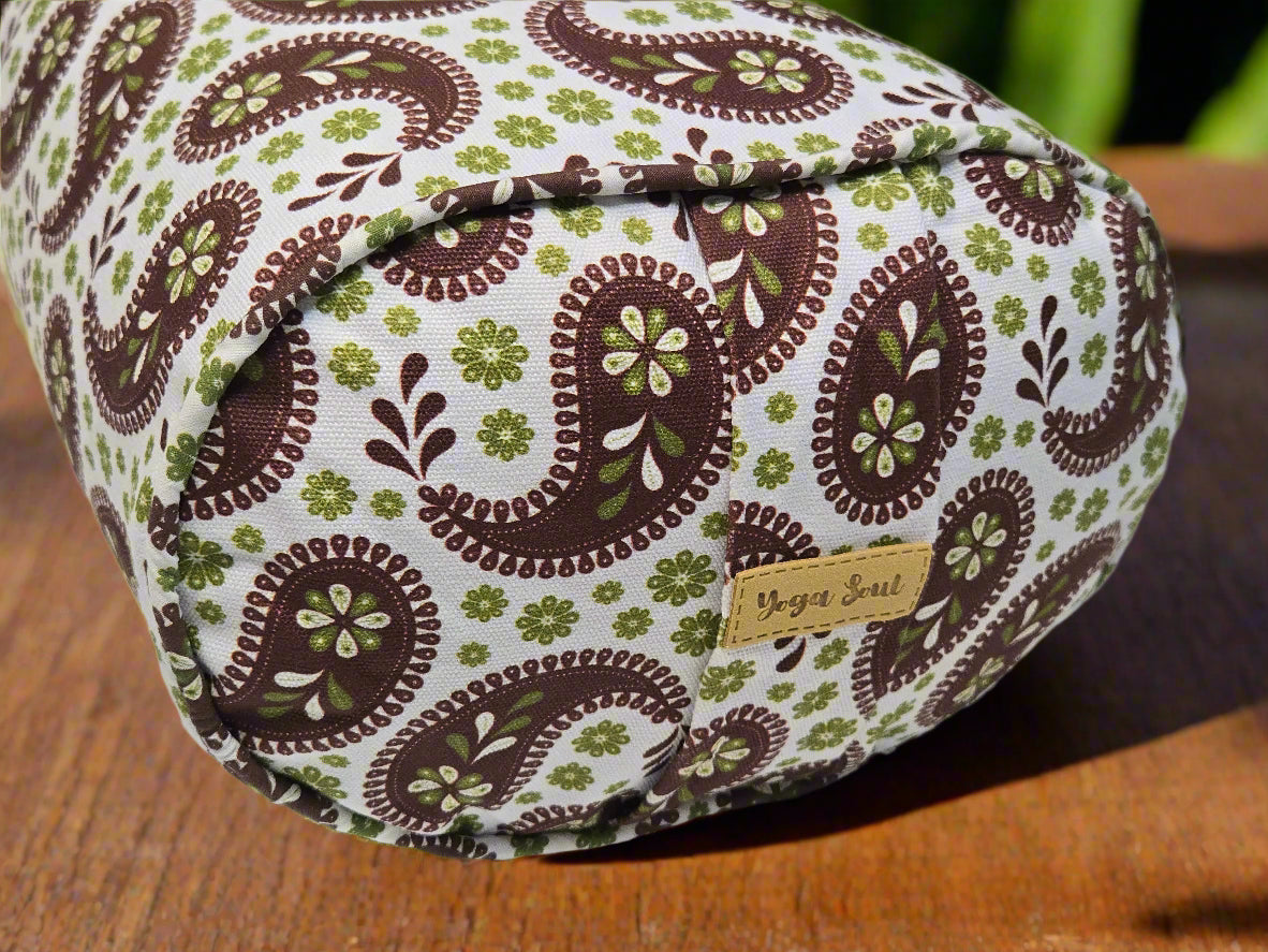 Oval Yoga Bolster | Paisley | Chocolate
