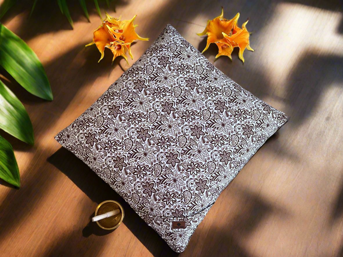 ZABUTON Meditation Cushion | Paisley Flower | Chocolate - Yoga Soul
