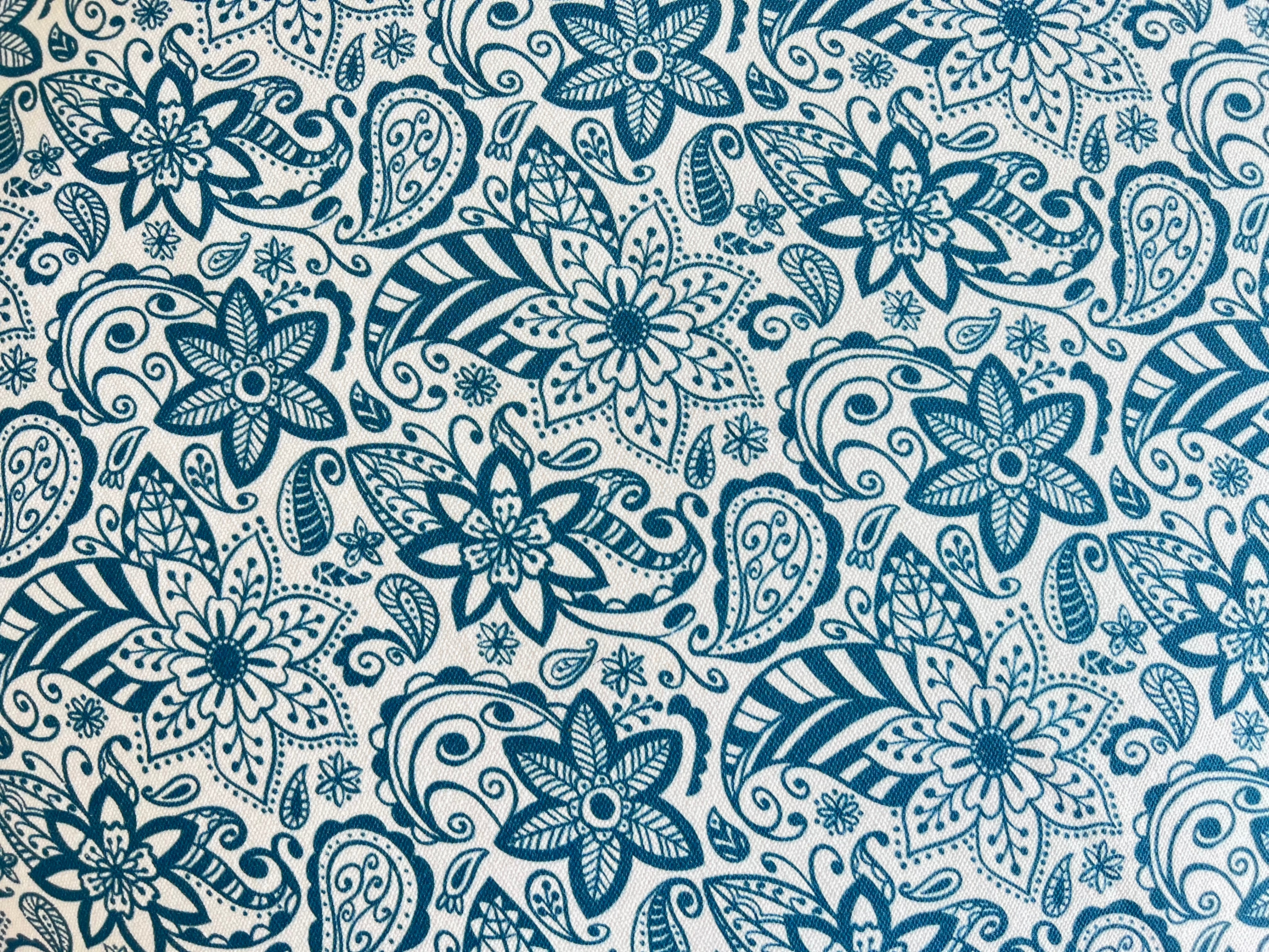ZABUTON Meditation Cushion | Paisley Flower | Teal Blue - Yoga Soul