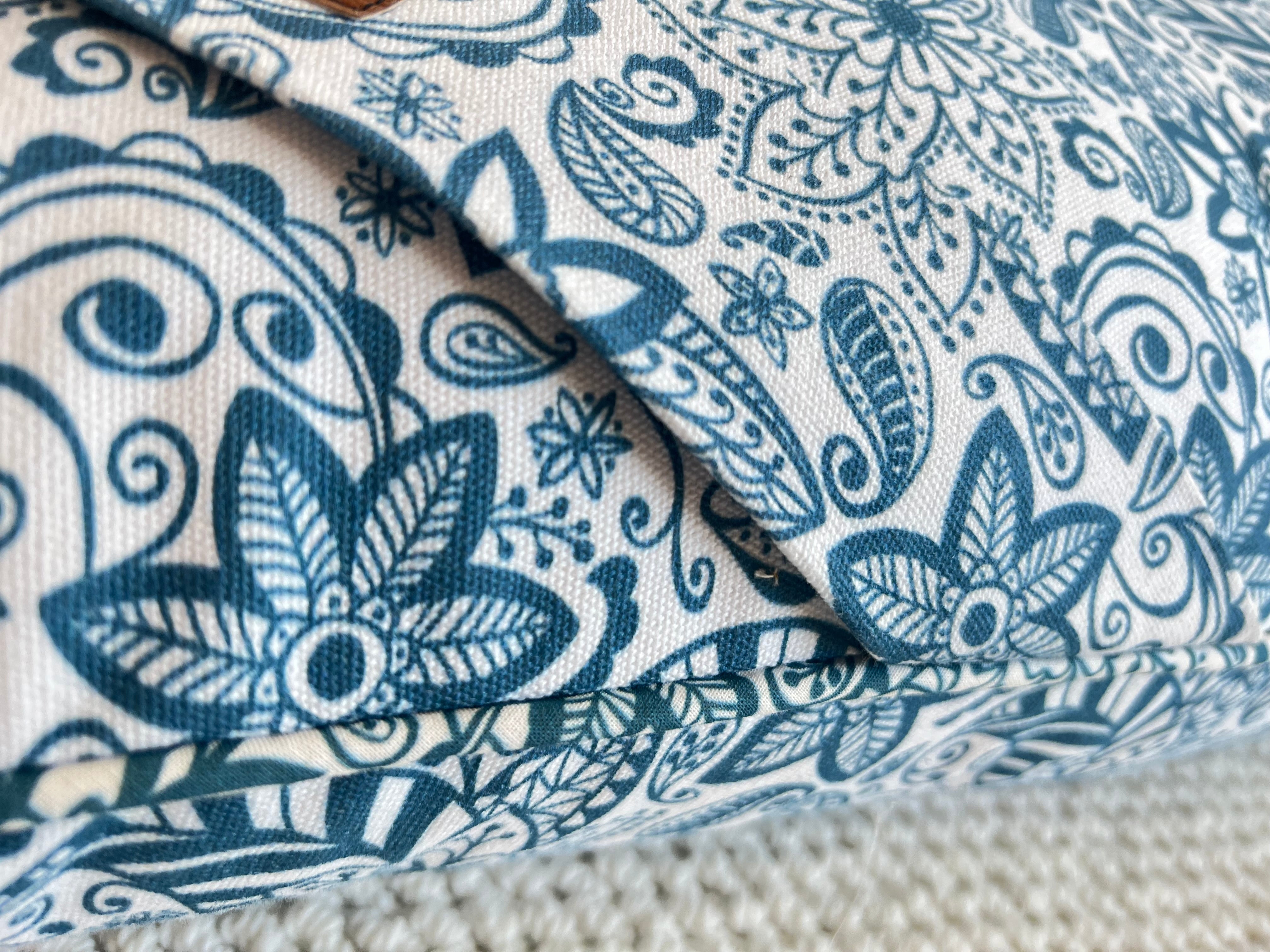 ZABUTON Meditation Cushion | Paisley Flower | Teal Blue - Yoga Soul