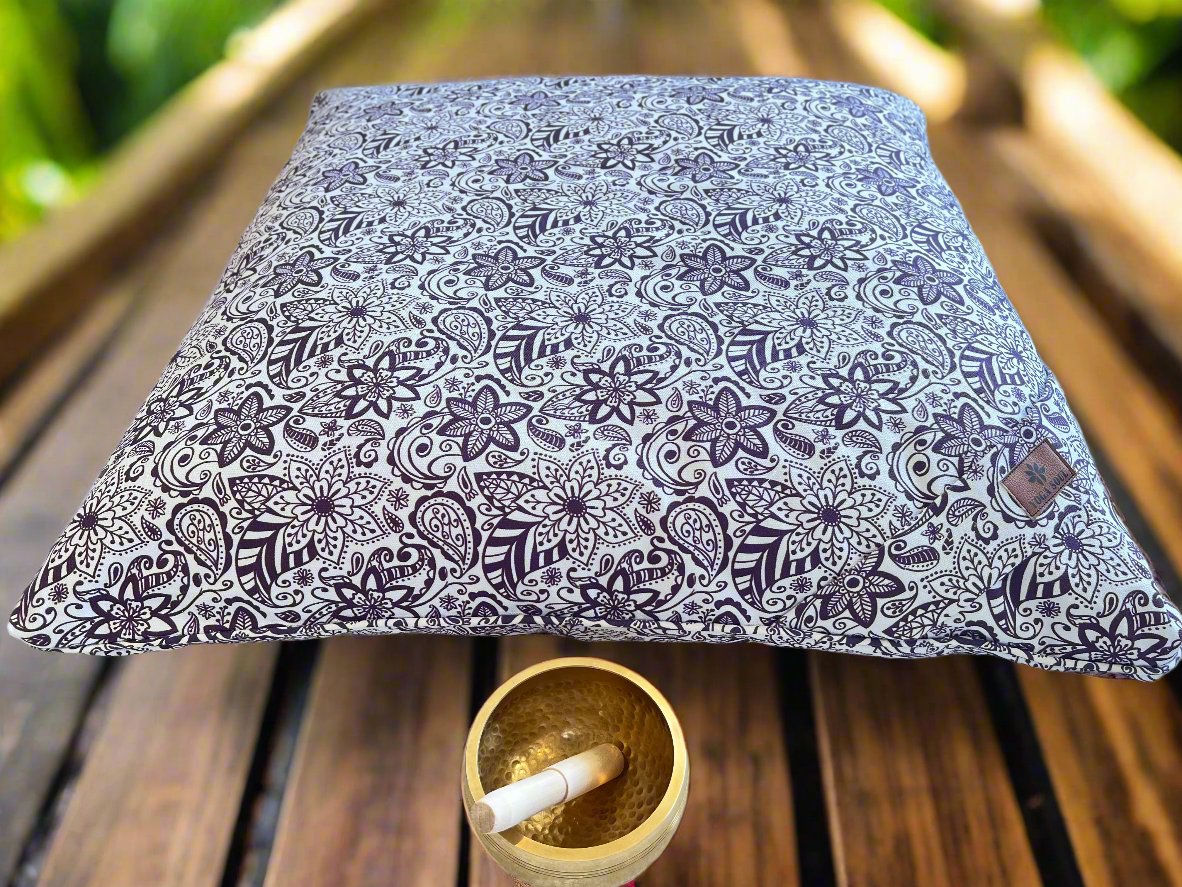 ZABUTON Meditation Cushion | Paisley Flower | Purple - Yoga Soul