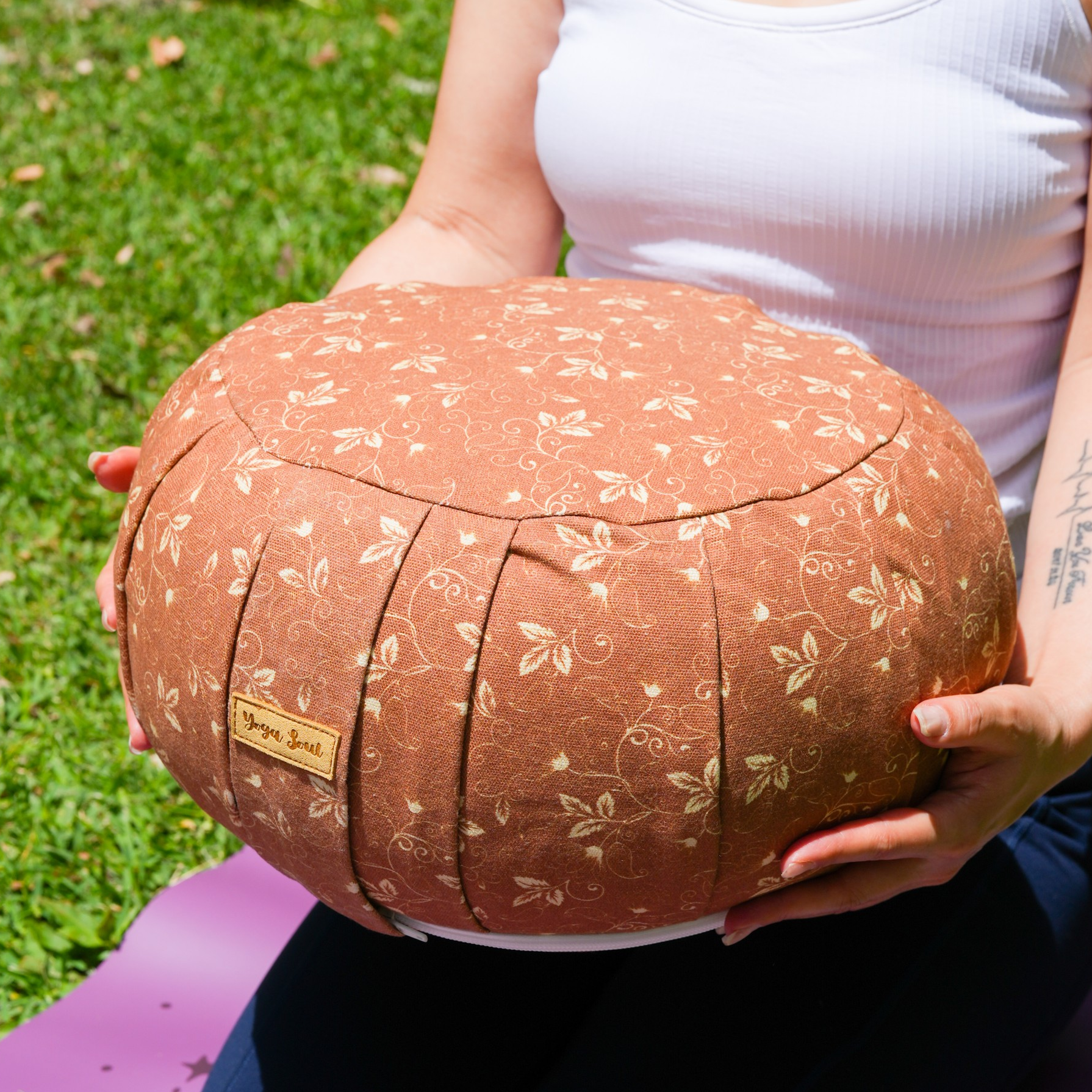 ZAFU Meditation Cushion | Sacred Lotus| Salted Caramel