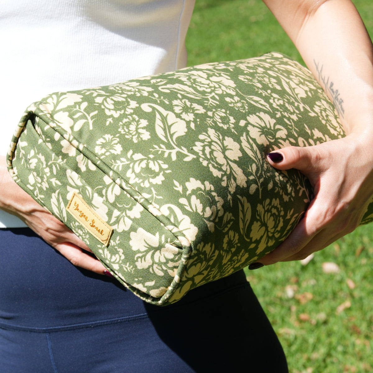 Travel Yoga Pillow | Ananda Rose | Dark Sage
