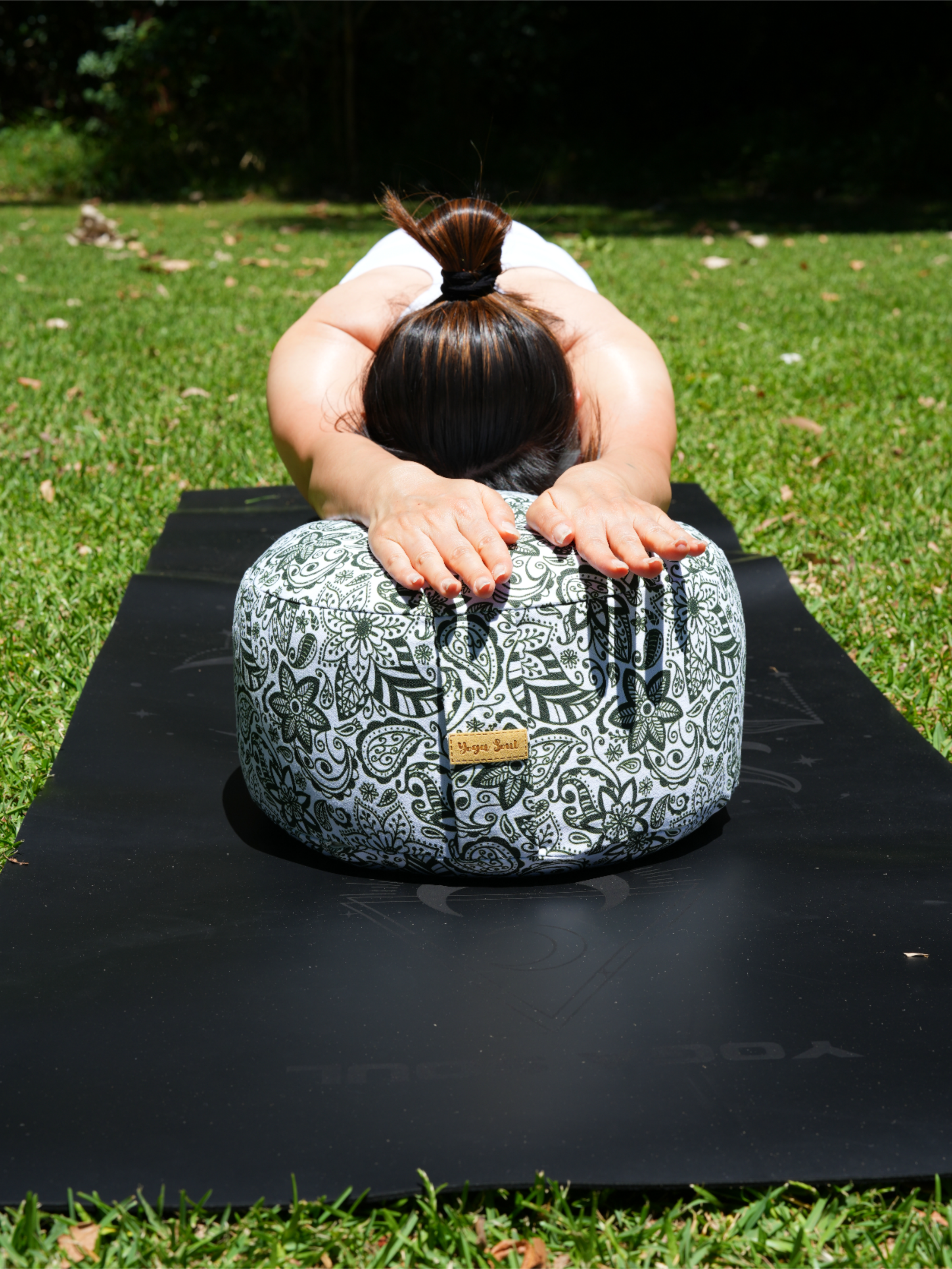RONDO Meditation Cushion | Paisley Flower | Trekking Green