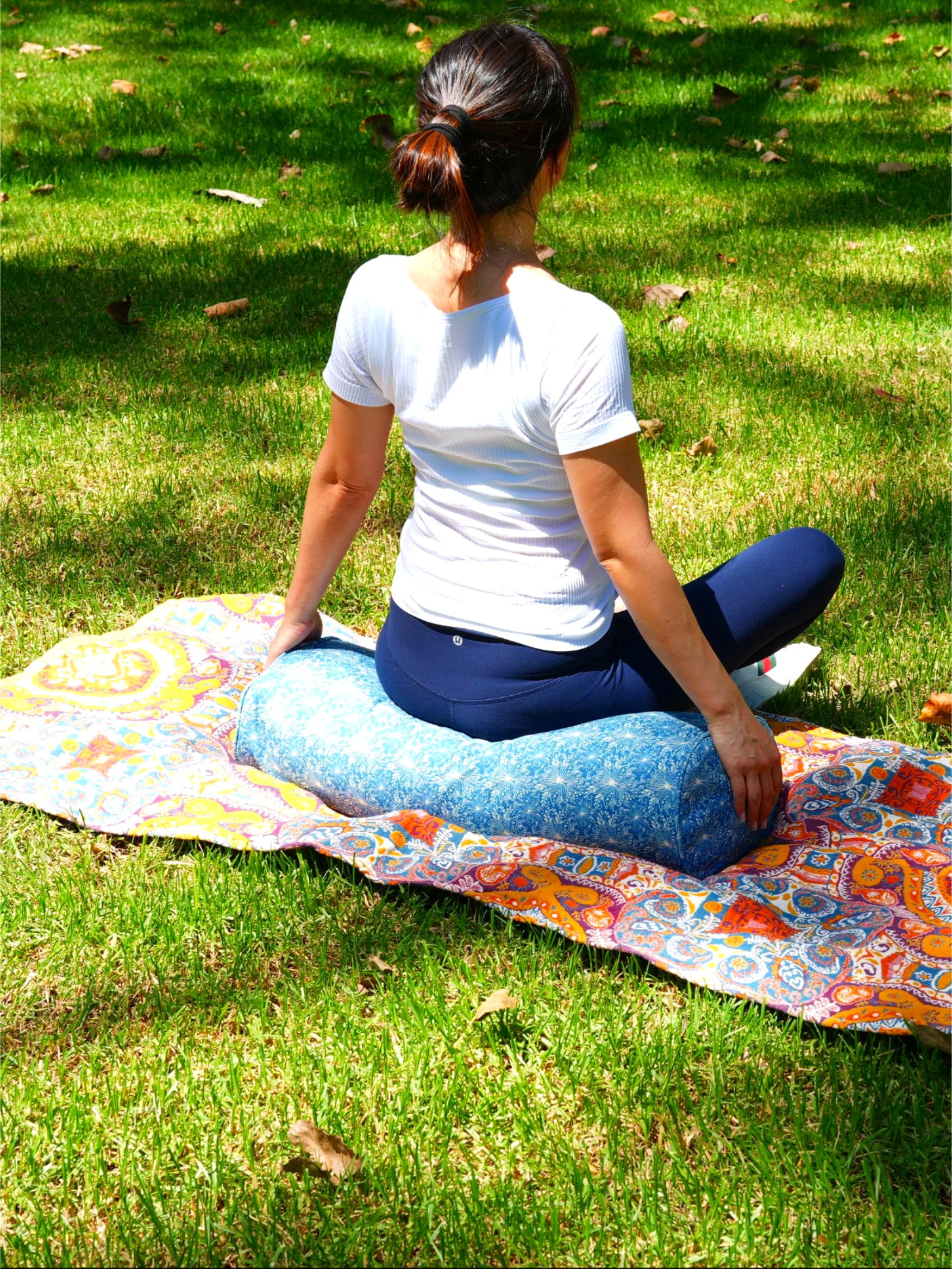Oval Yoga Bolster | Lotus | Indigo Blue