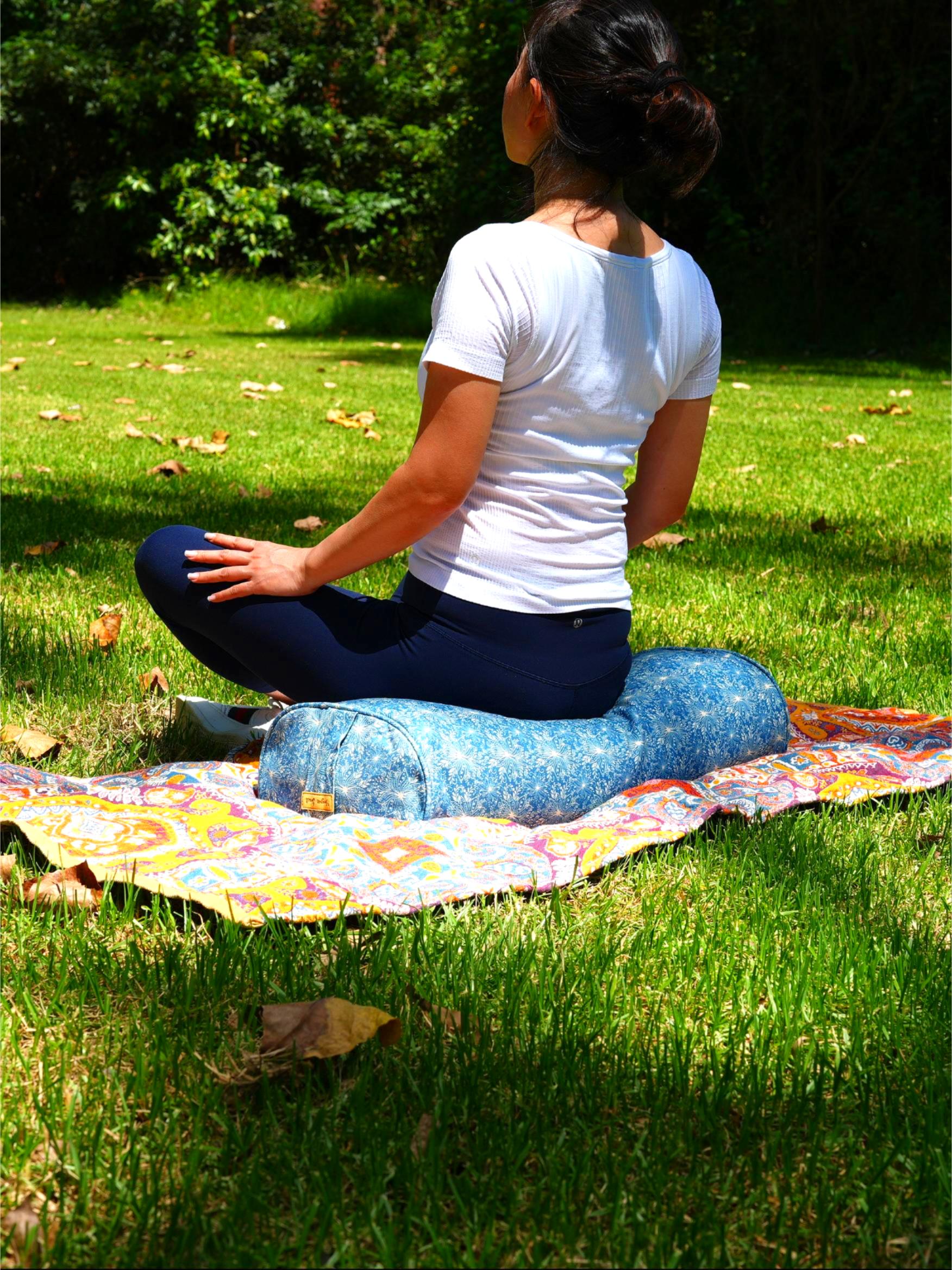 Oval Yoga Bolster | Lotus | Indigo Blue