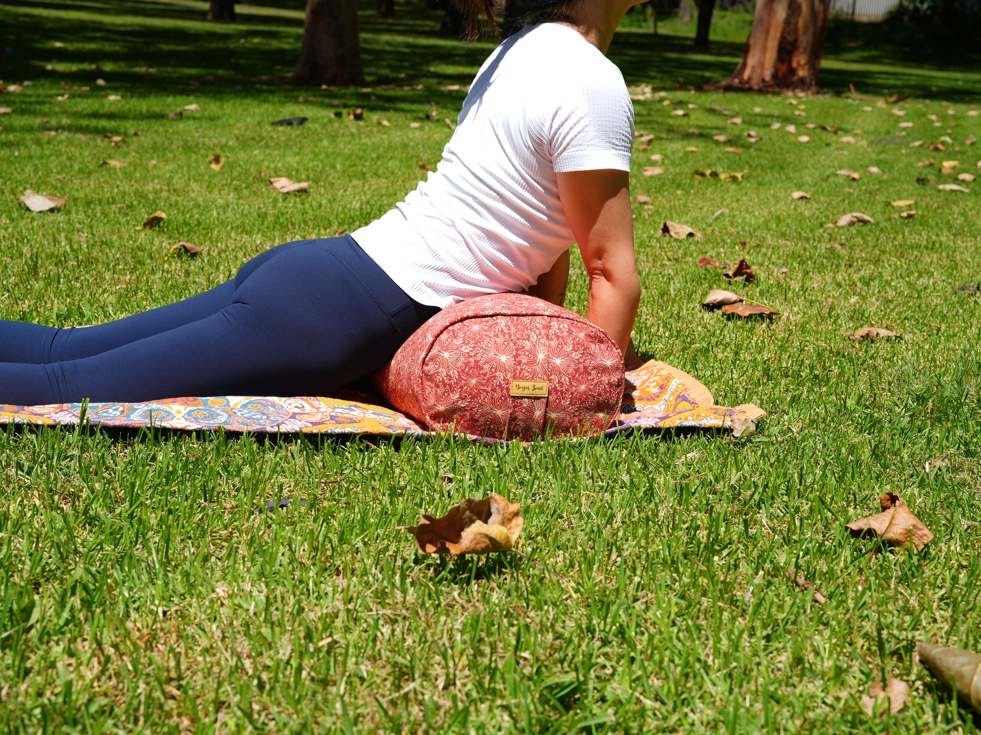 Oval Yoga Bolster | Lotus | Rust - Yoga Soul