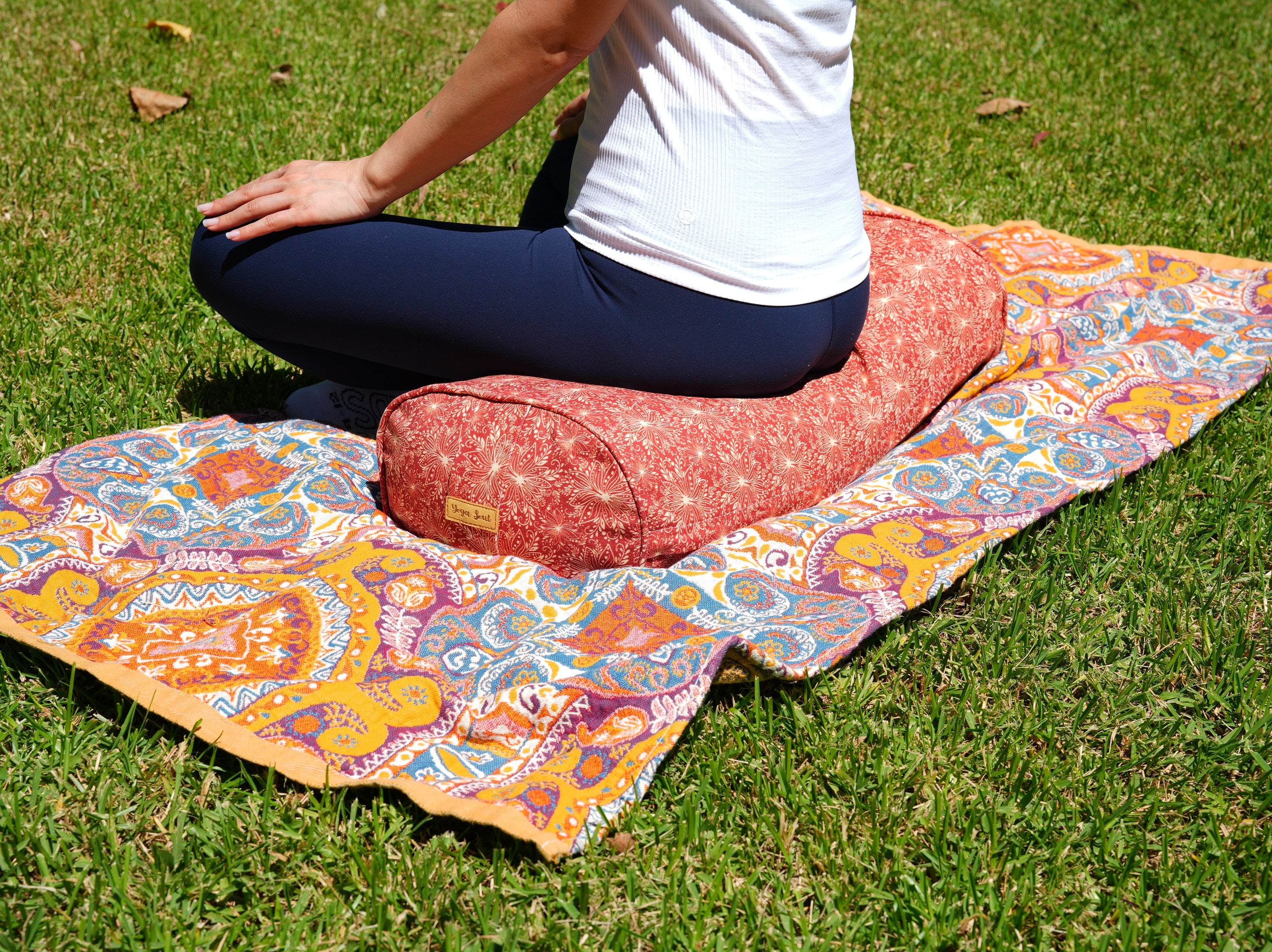 Oval Yoga Bolster | Lotus | Rust - Yoga Soul
