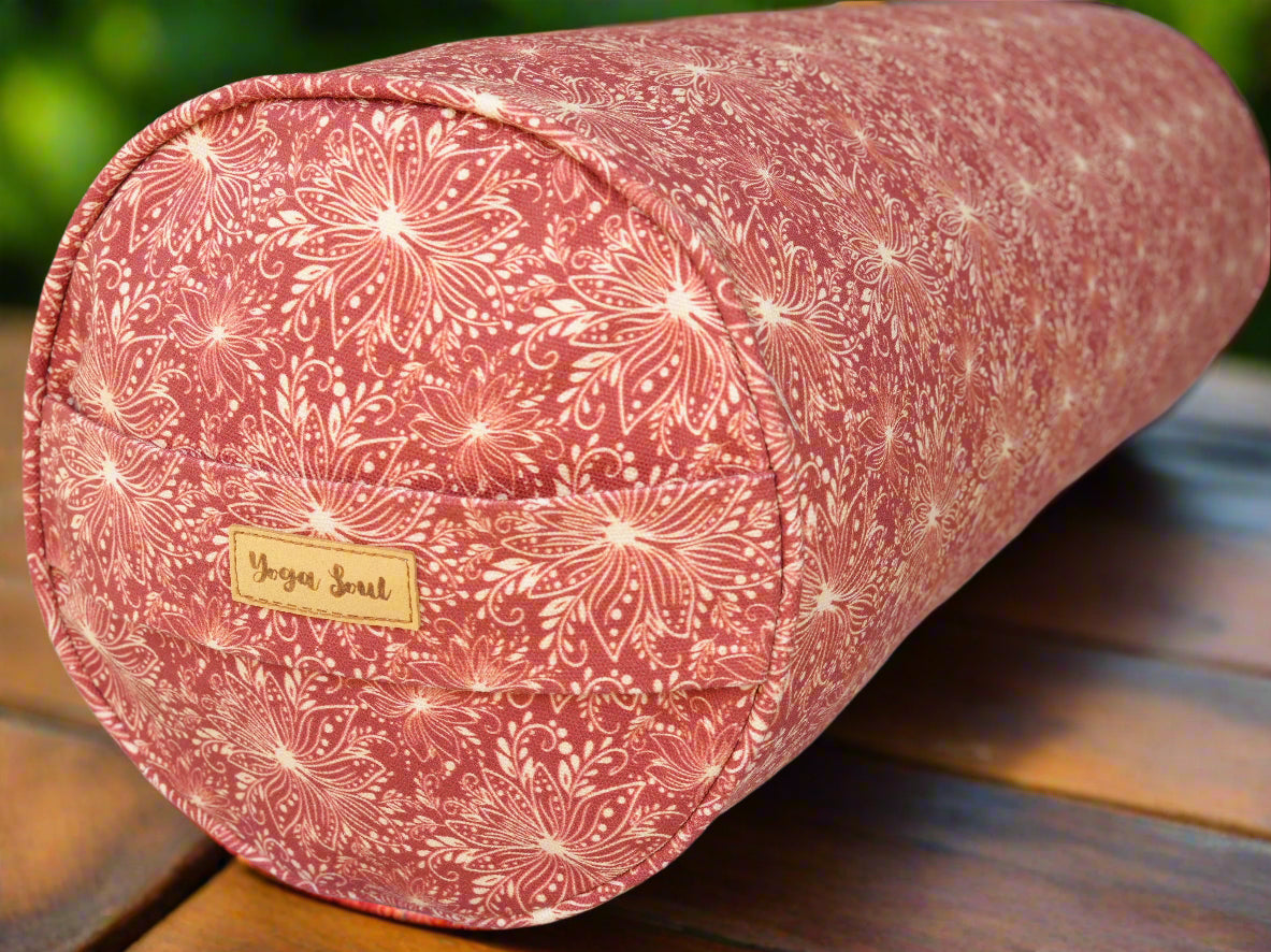 Round Yoga Bolster | Lotus | Rust - Yoga Soul