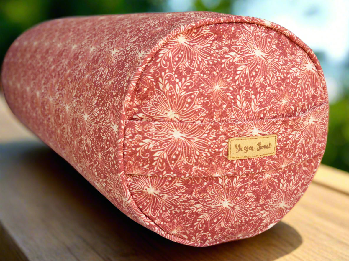 Round Yoga Bolster | Lotus | Rust - Yoga Soul