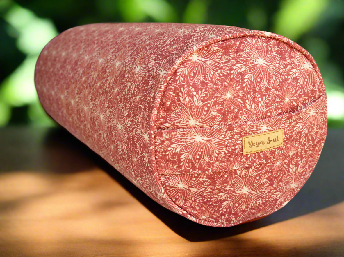 Round Yoga Bolster | Lotus | Rust - Yoga Soul