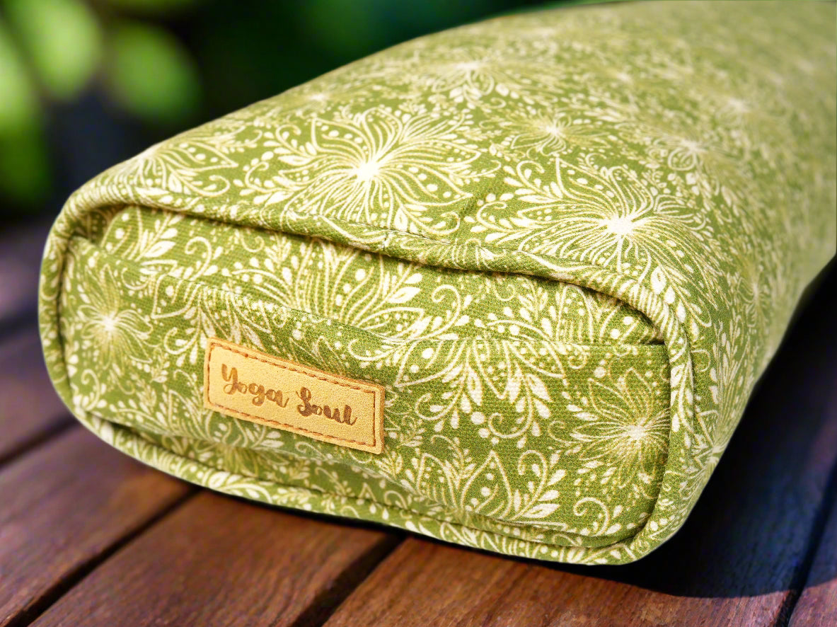 Pranayama Yoga Bolster | Lotus | Olive Green - Yoga Soul