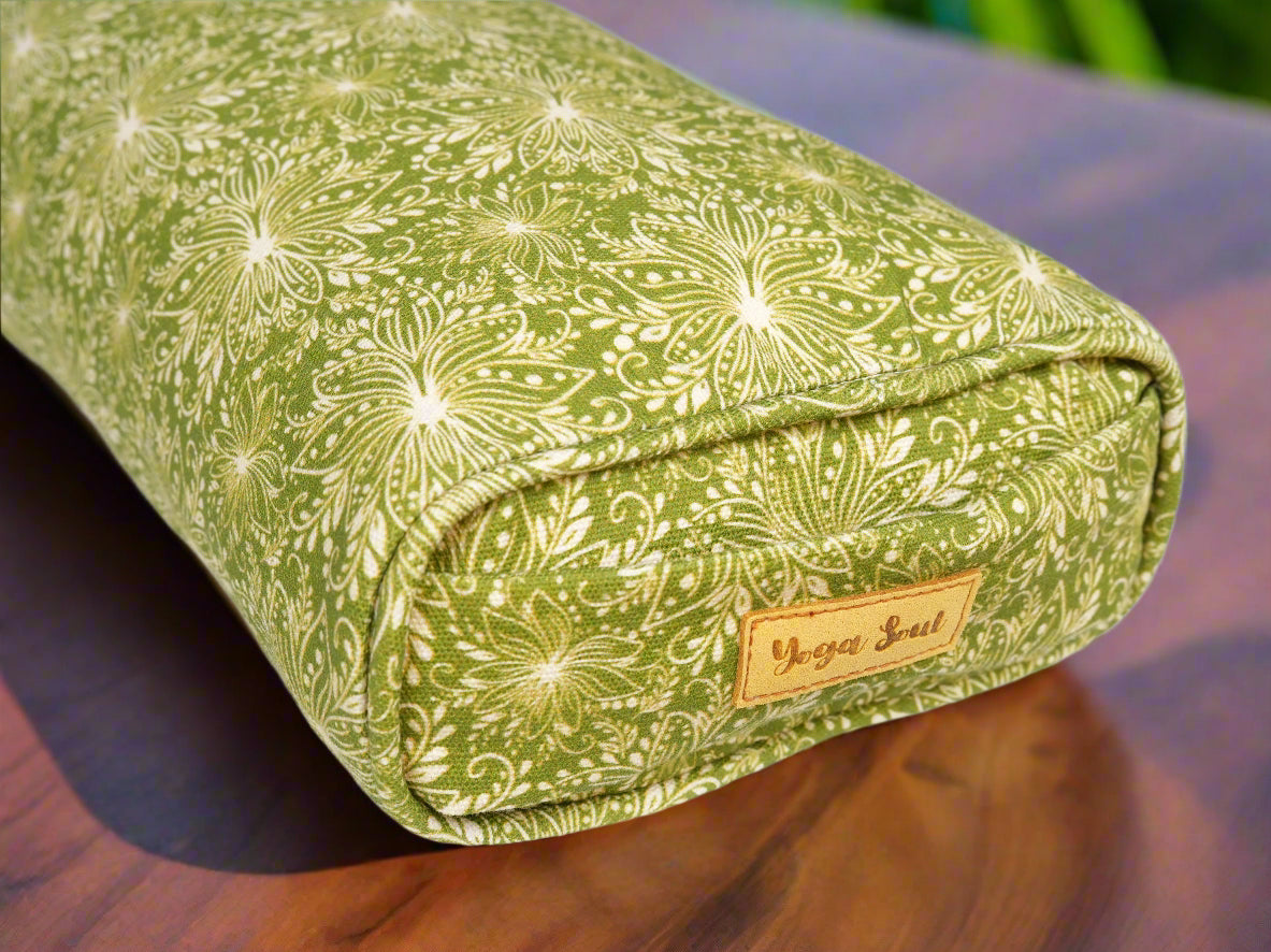 Pranayama Yoga Bolster | Lotus | Olive Green - Yoga Soul