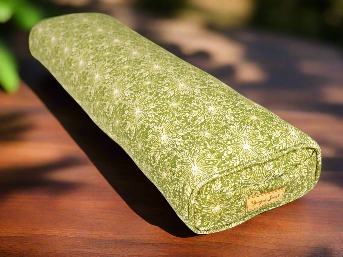 Pranayama Yoga Bolster | Lotus | Olive Green - Yoga Soul
