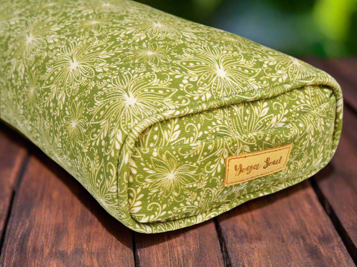 Pranayama Yoga Bolster | Lotus | Olive Green - Yoga Soul