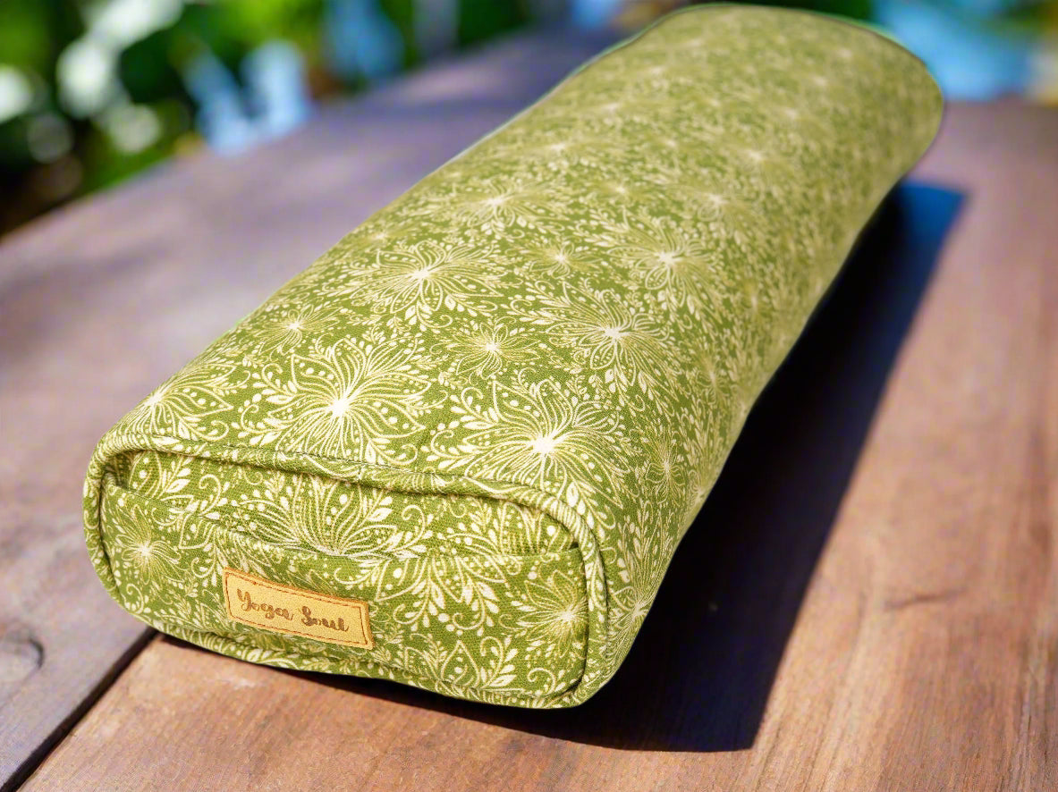 Pranayama Yoga Bolster | Lotus | Olive Green - Yoga Soul