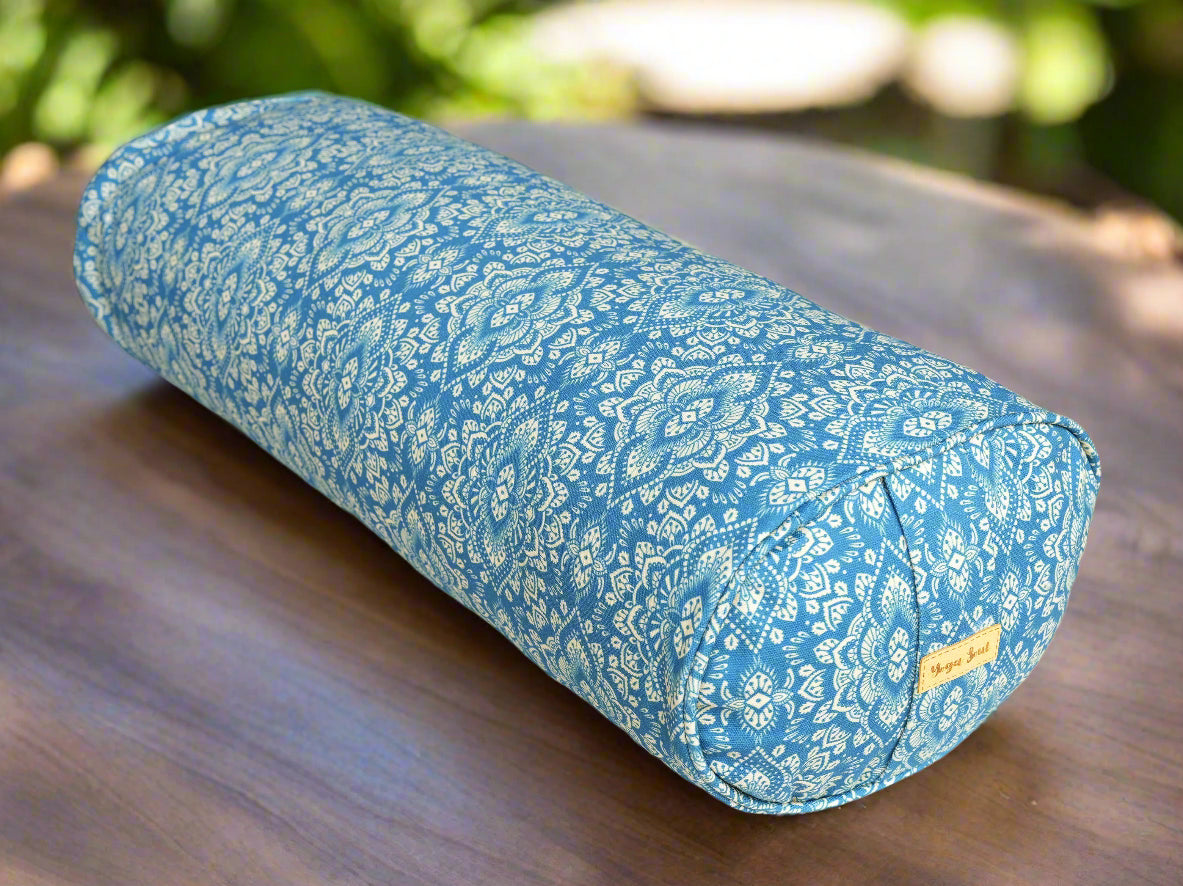 Oval Yoga Bolster | Mandala | Indigo Blue