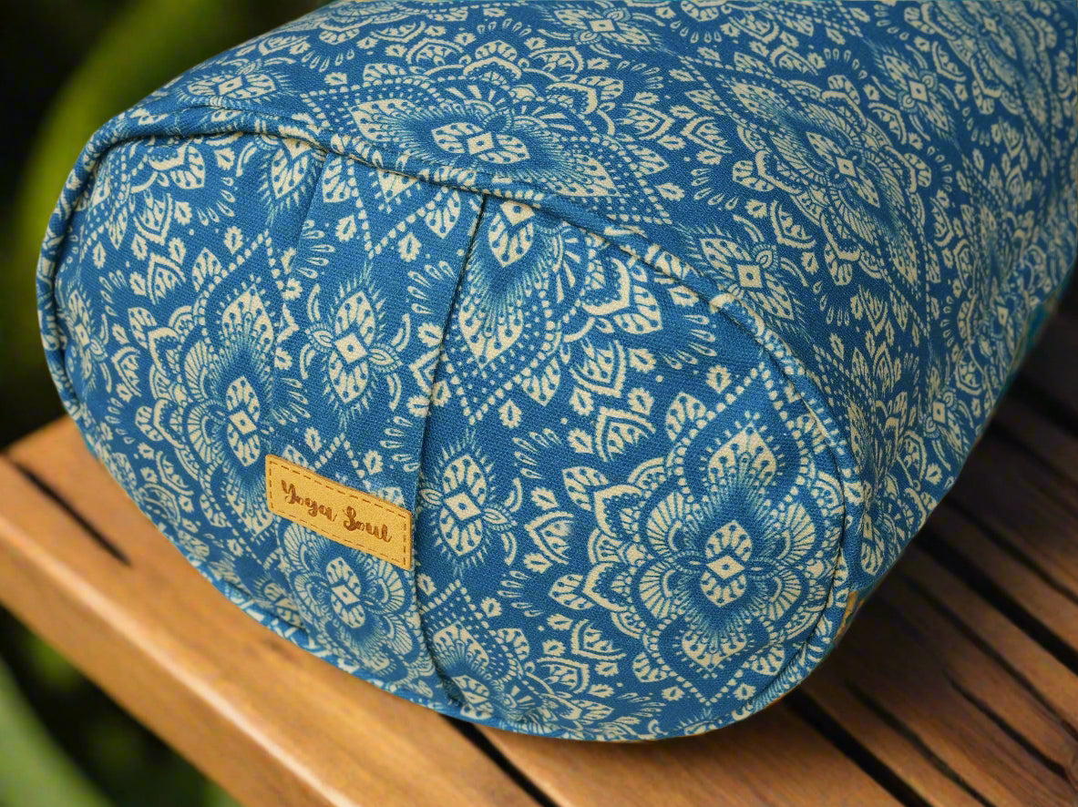 Oval Yoga Bolster | Mandala | Indigo Blue