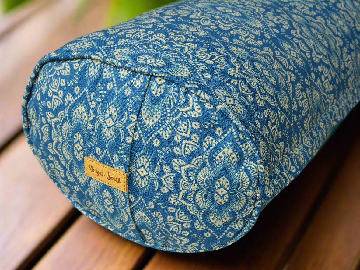 Oval Yoga Bolster | Mandala | Indigo Blue