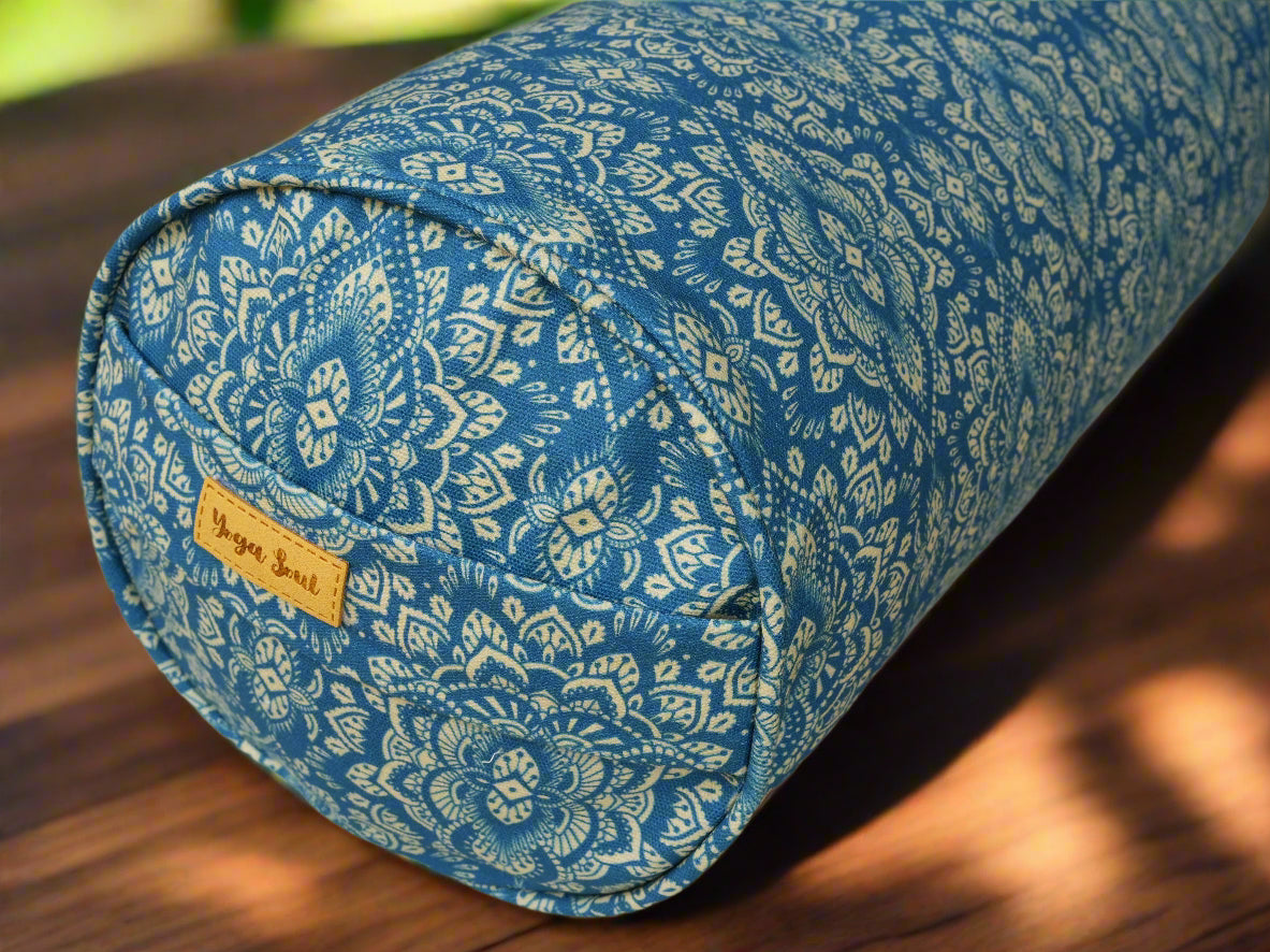 Round Yoga Bolster | Mandala | Indigo Blue - Yoga Soul