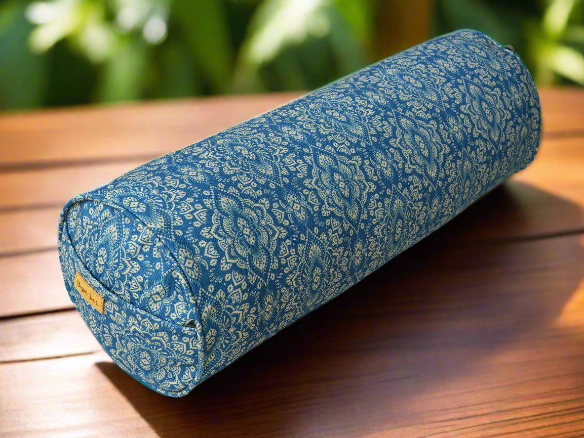 Round Yoga Bolster | Mandala | Indigo Blue - Yoga Soul