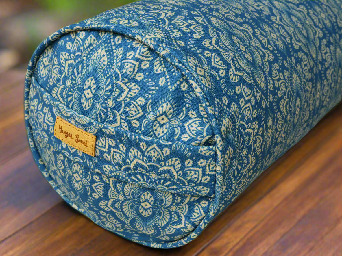 Round Yoga Bolster | Mandala | Indigo Blue - Yoga Soul
