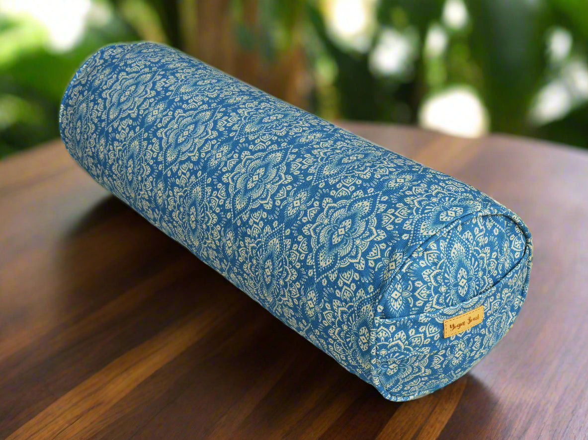 Round Yoga Bolster | Mandala | Indigo Blue - Yoga Soul