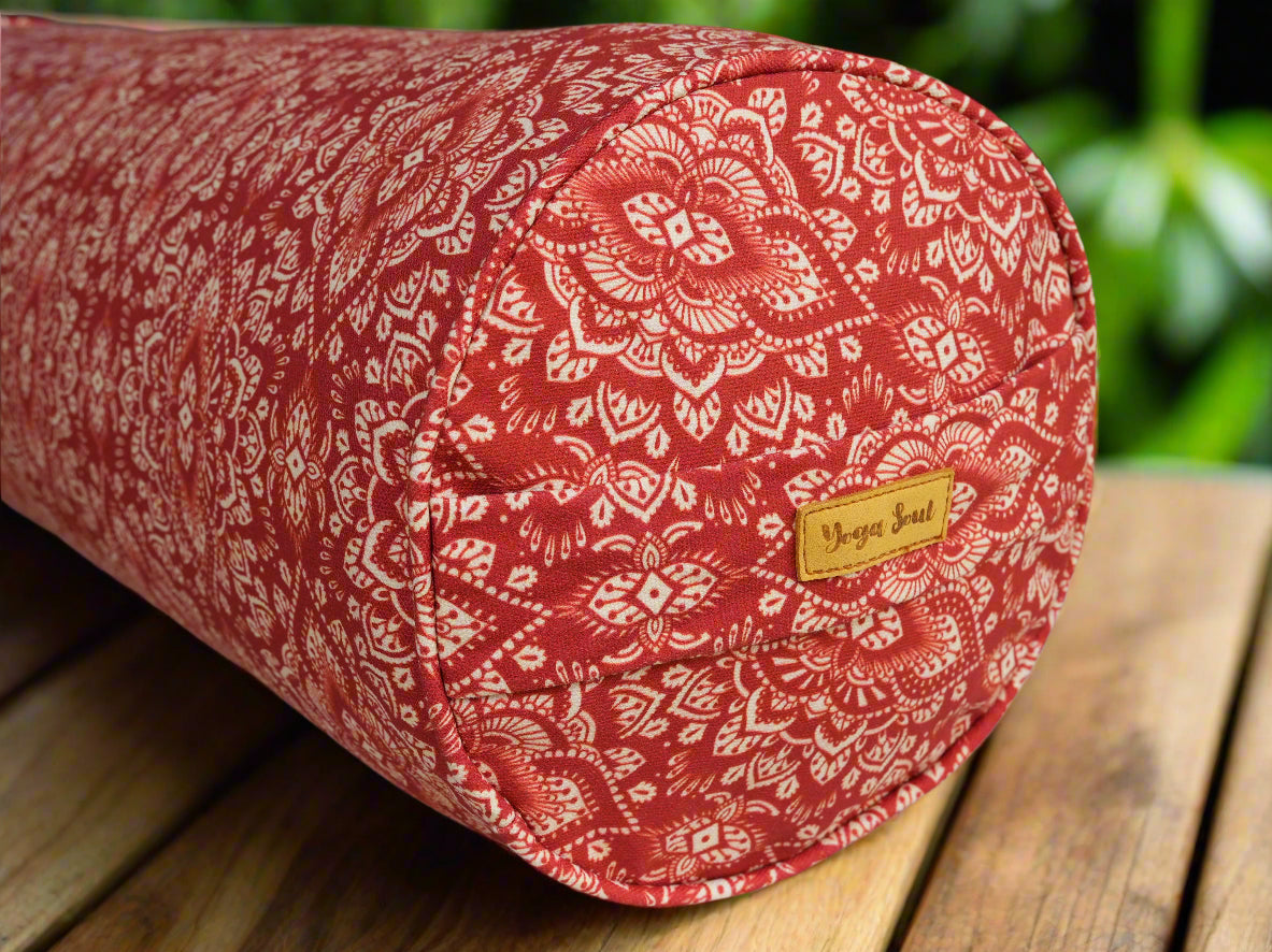 Round Yoga Bolster | Mandala | Rust - Yoga Soul
