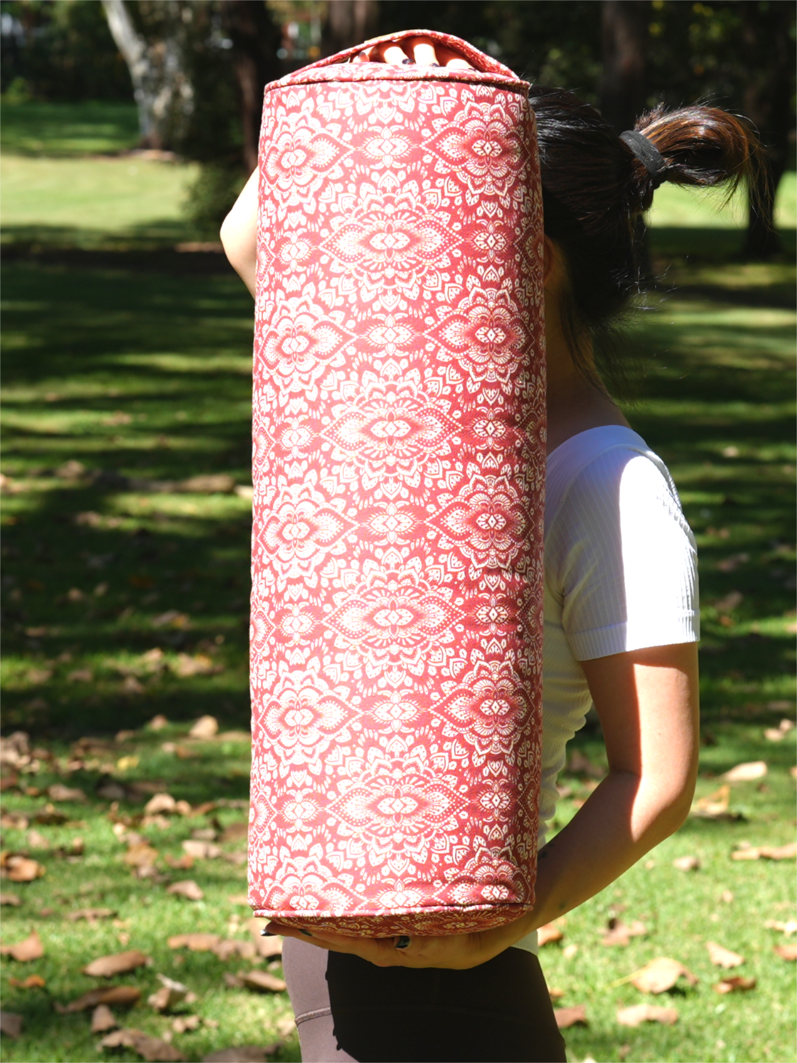 Round Yoga Bolster | Mandala | Aura Red