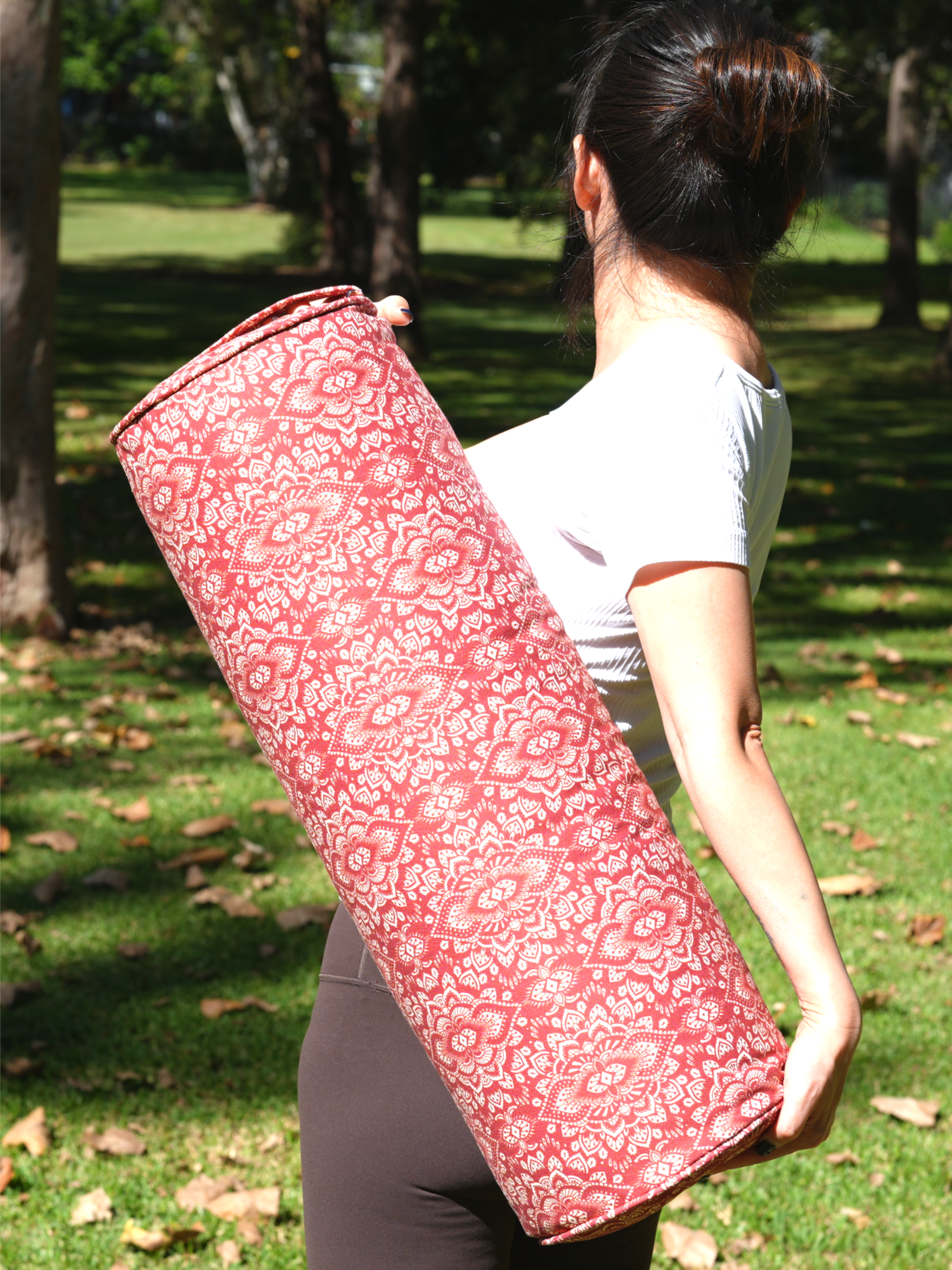 Round Yoga Bolster | Mandala | Aura Red
