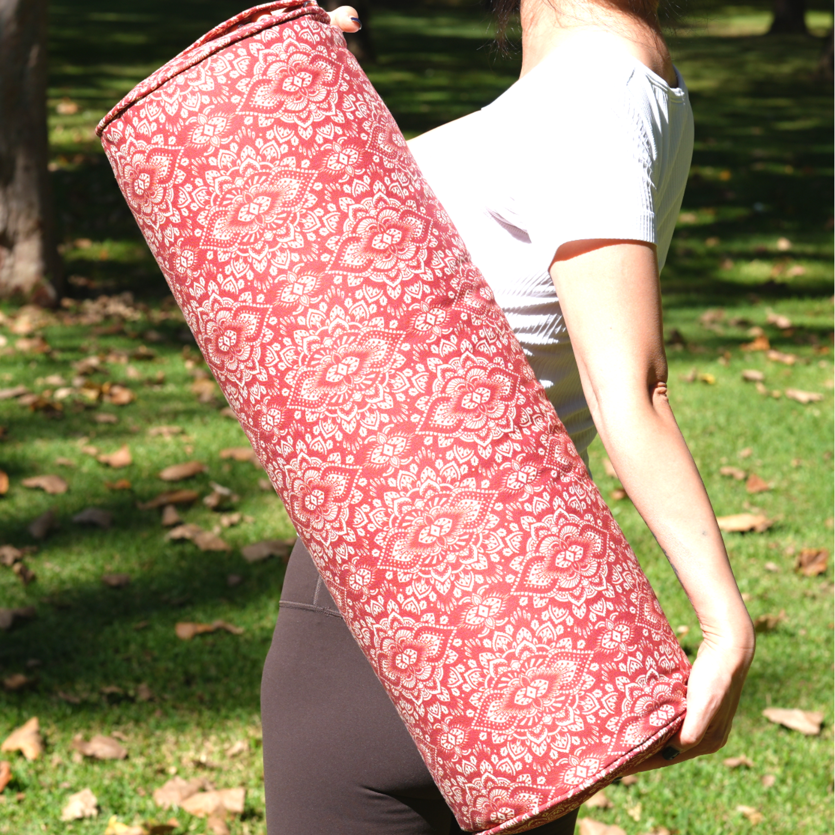 Round Yoga Bolster | Mandala | Aura Red