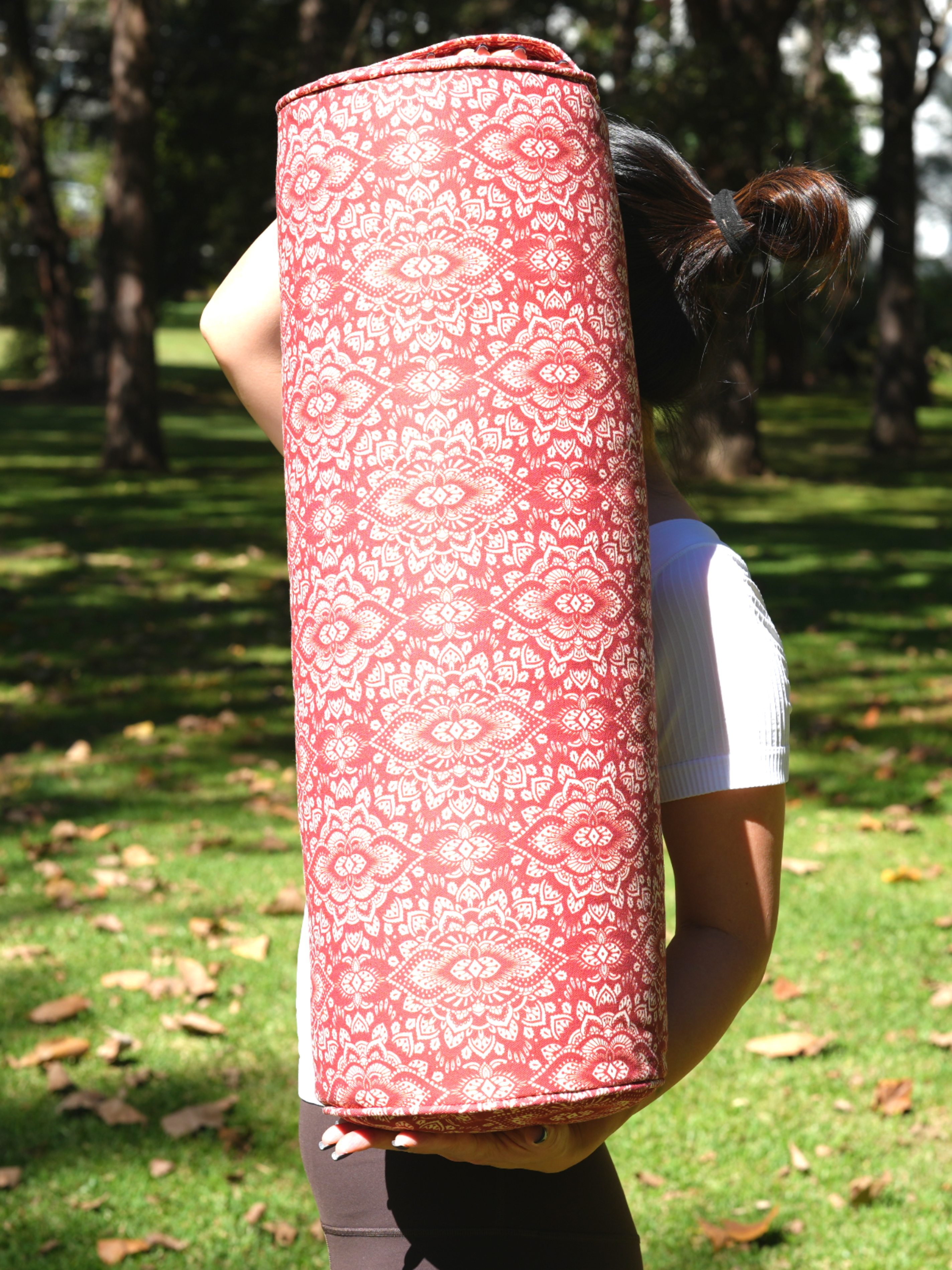 Round Yoga Bolster | Mandala | Aura Red