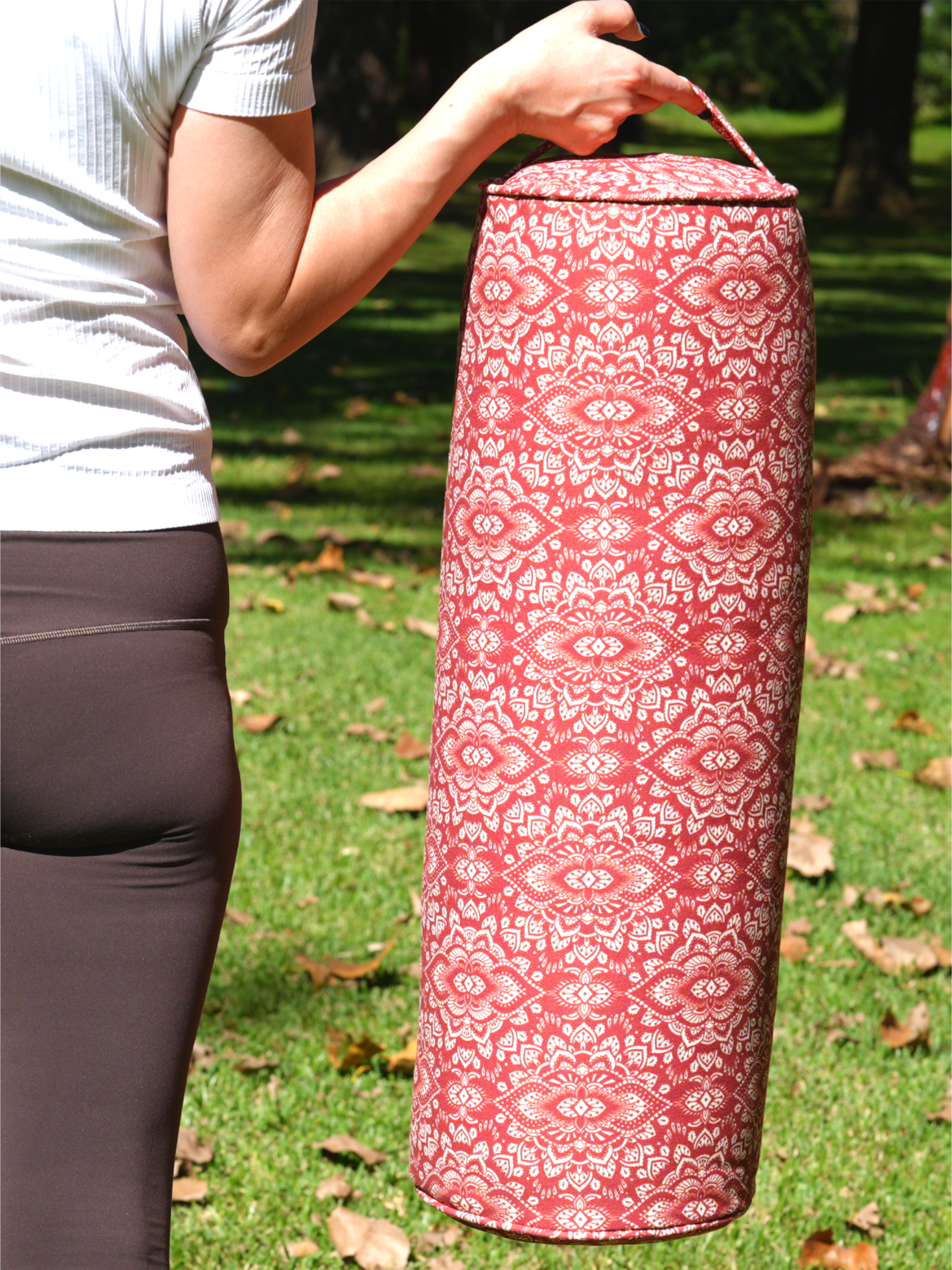 Round Yoga Bolster | Mandala | Aura Red