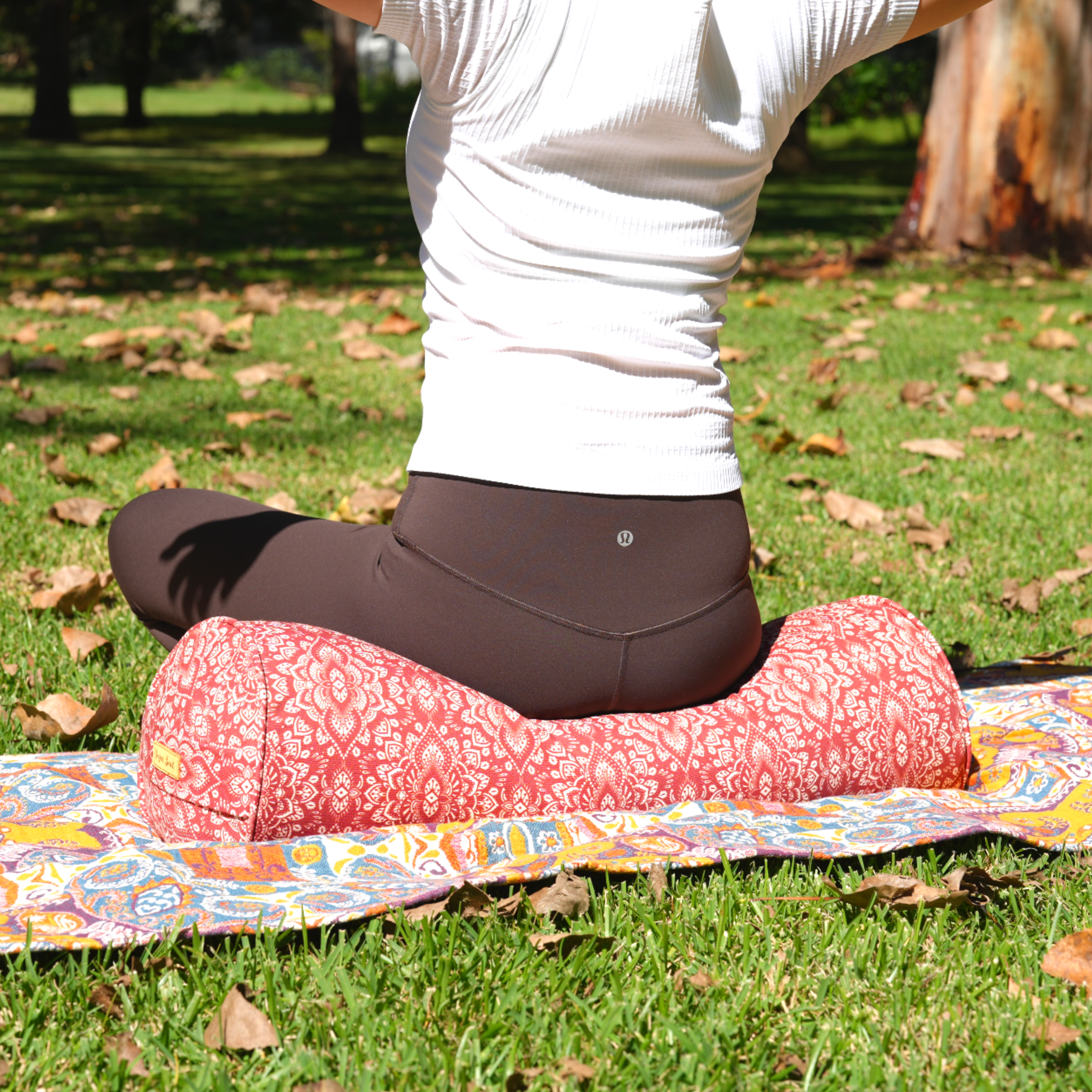 Round Yoga Bolster | Mandala | Aura Red