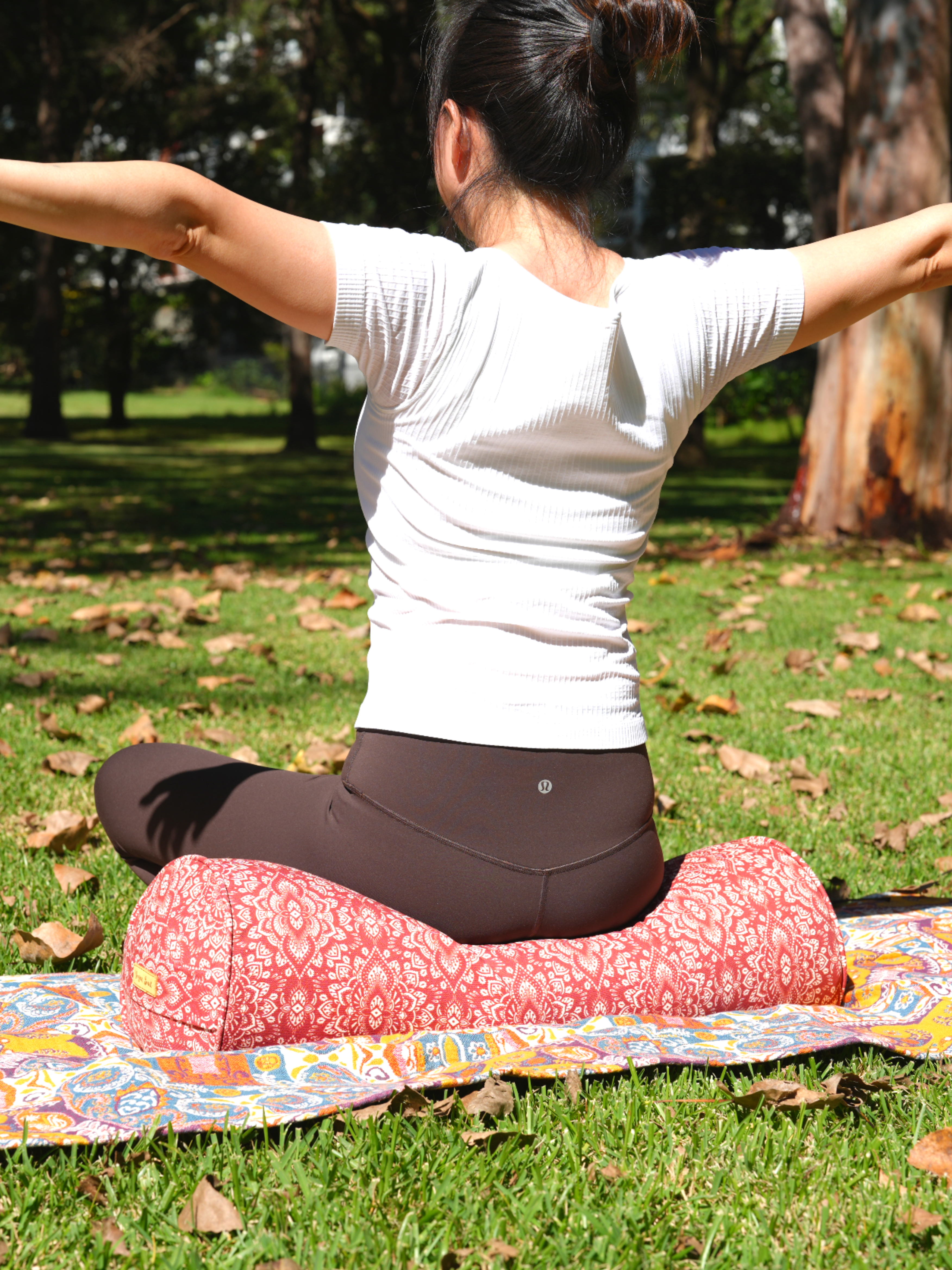 Round Yoga Bolster | Mandala | Aura Red