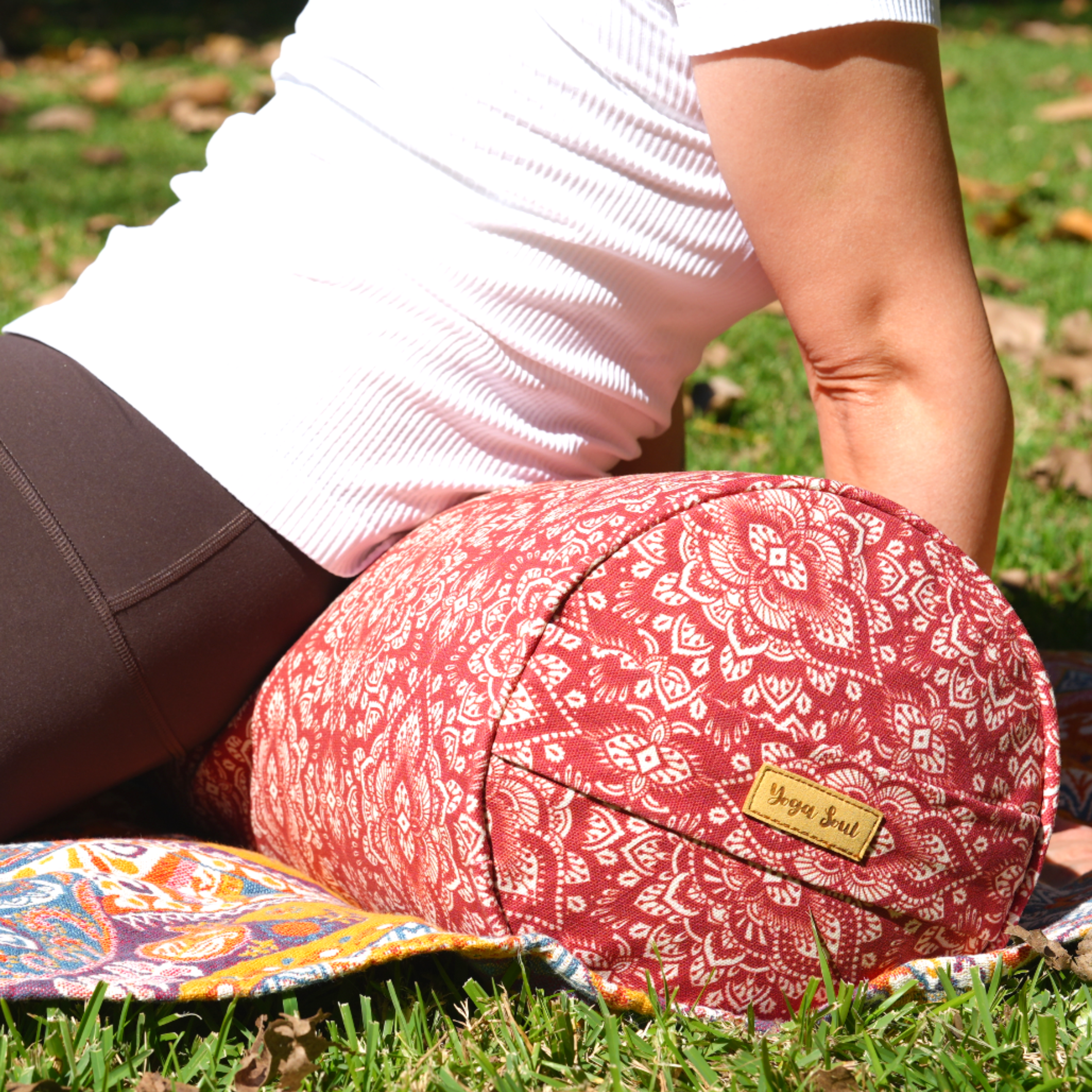 Round Yoga Bolster | Mandala | Aura Red