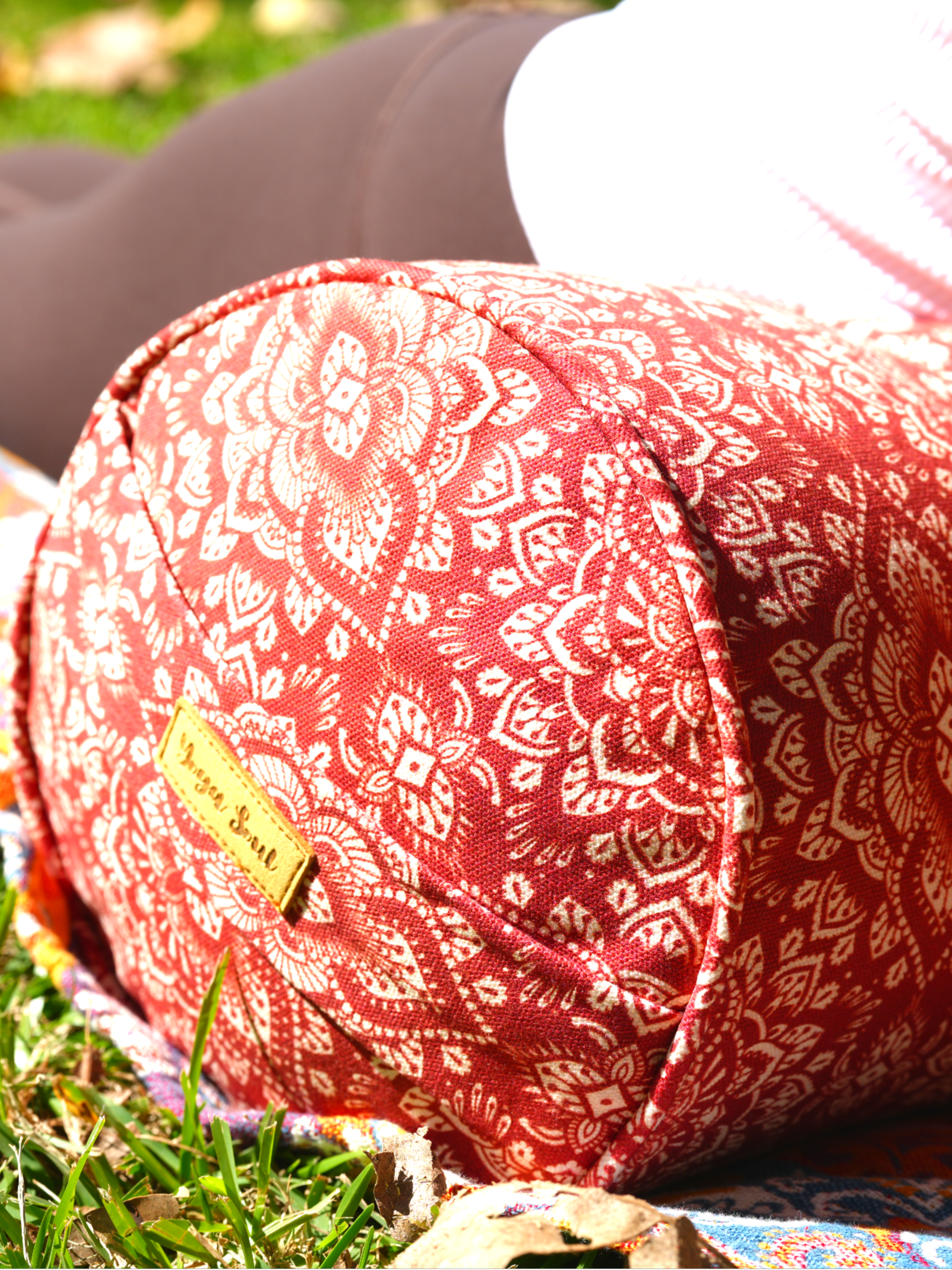 Round Yoga Bolster | Mandala | Aura Red