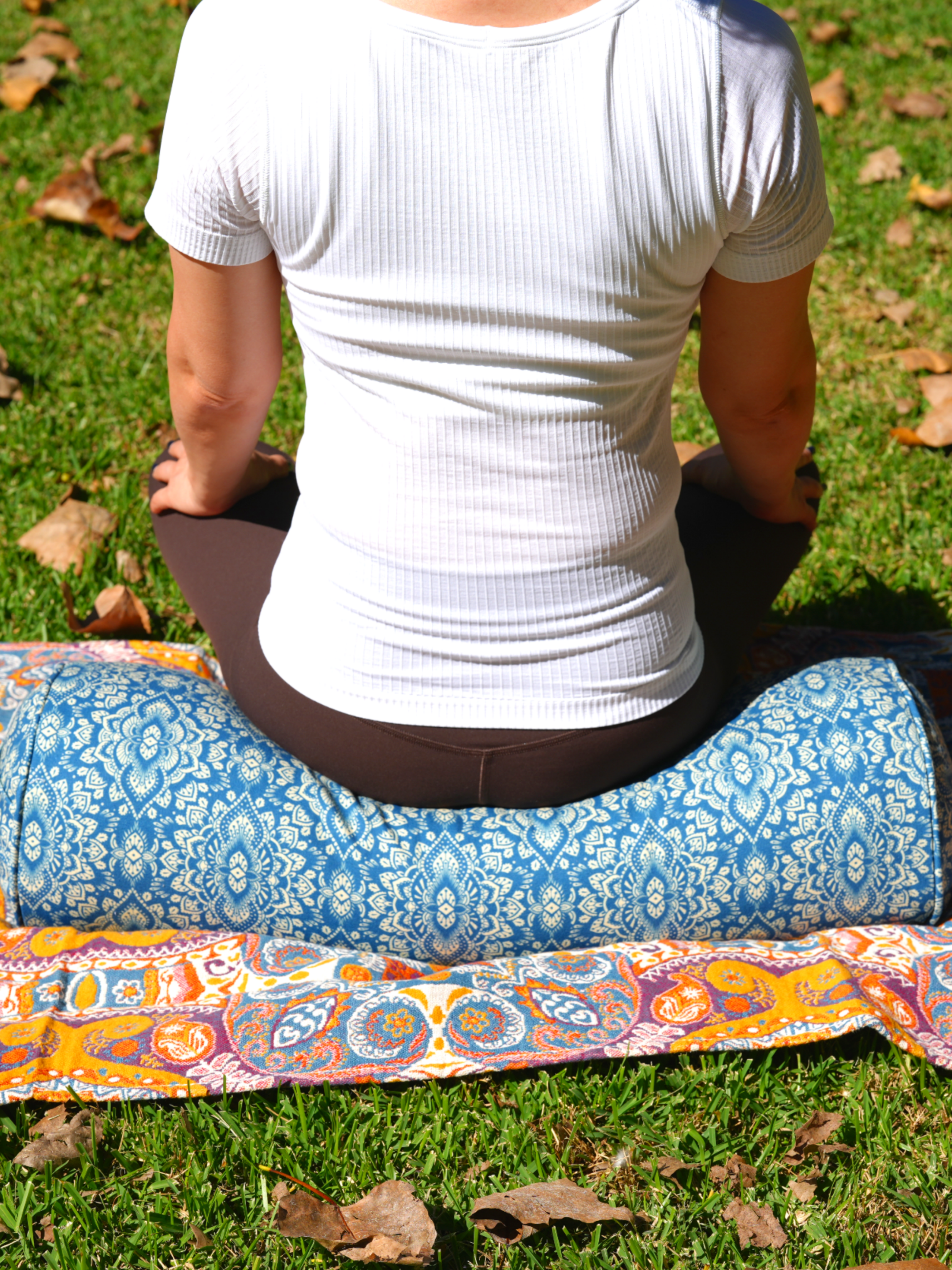 Round Yoga Bolster | Mandala | Indigo Blue