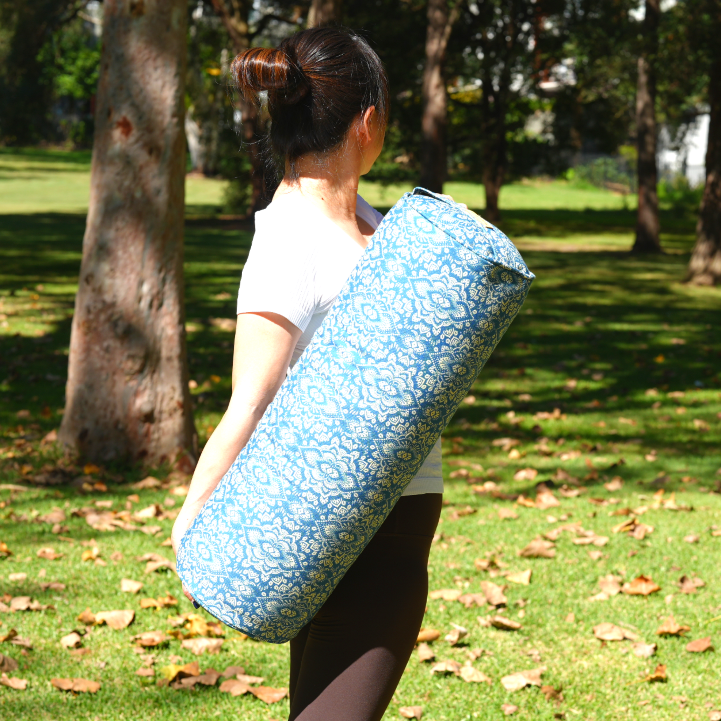 Round Yoga Bolster | Mandala | Indigo Blue