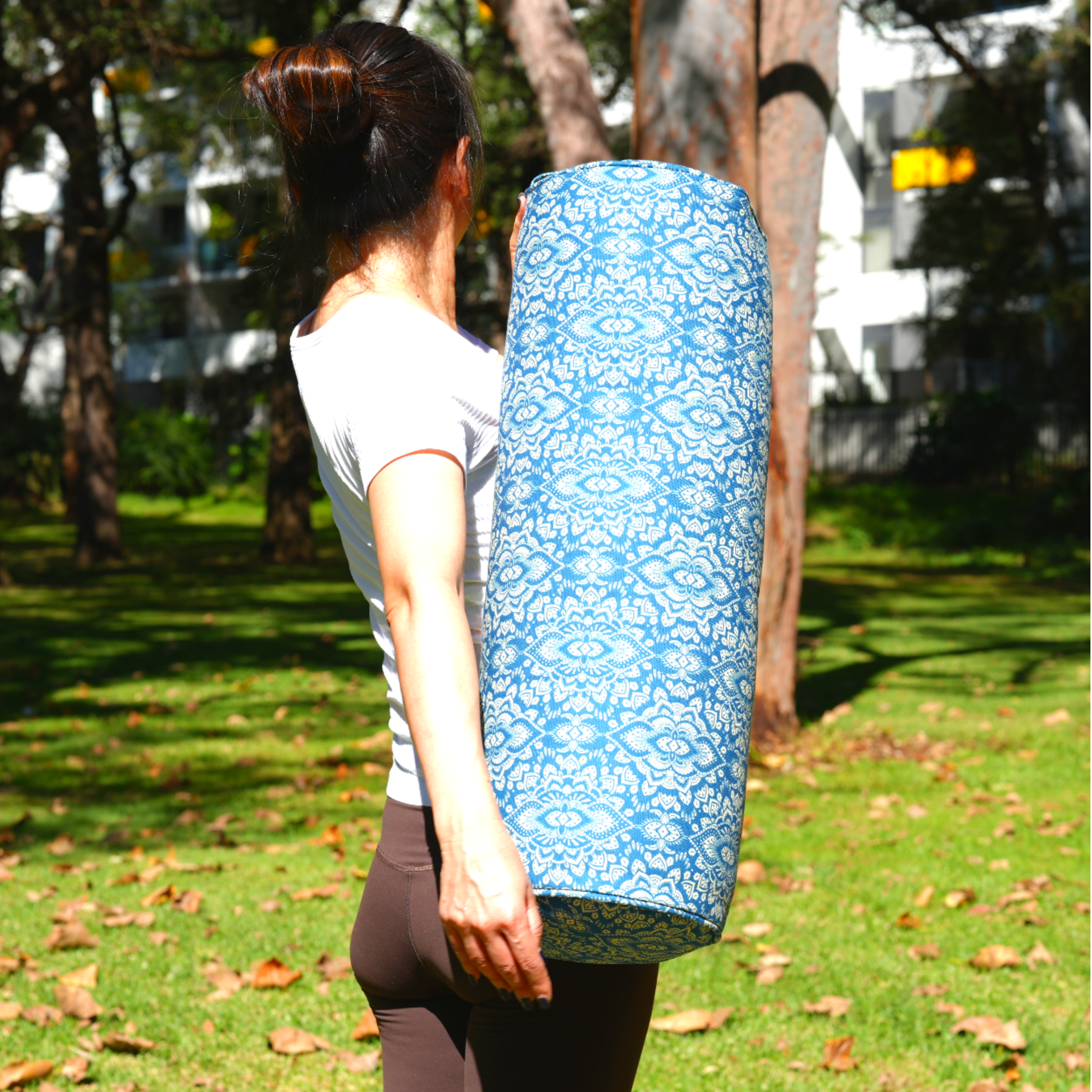 Round Yoga Bolster | Mandala | Indigo Blue