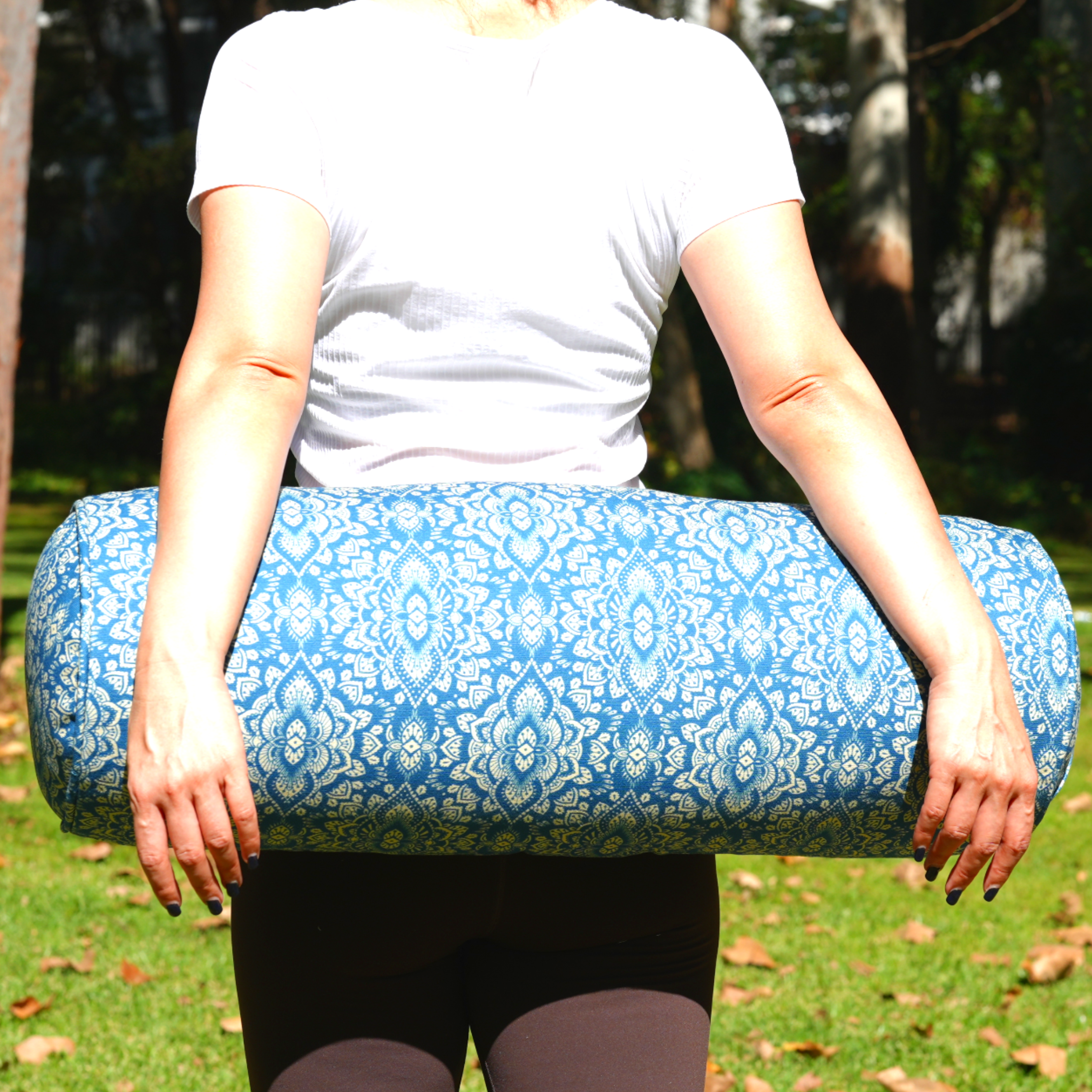 Round Yoga Bolster | Mandala | Indigo Blue