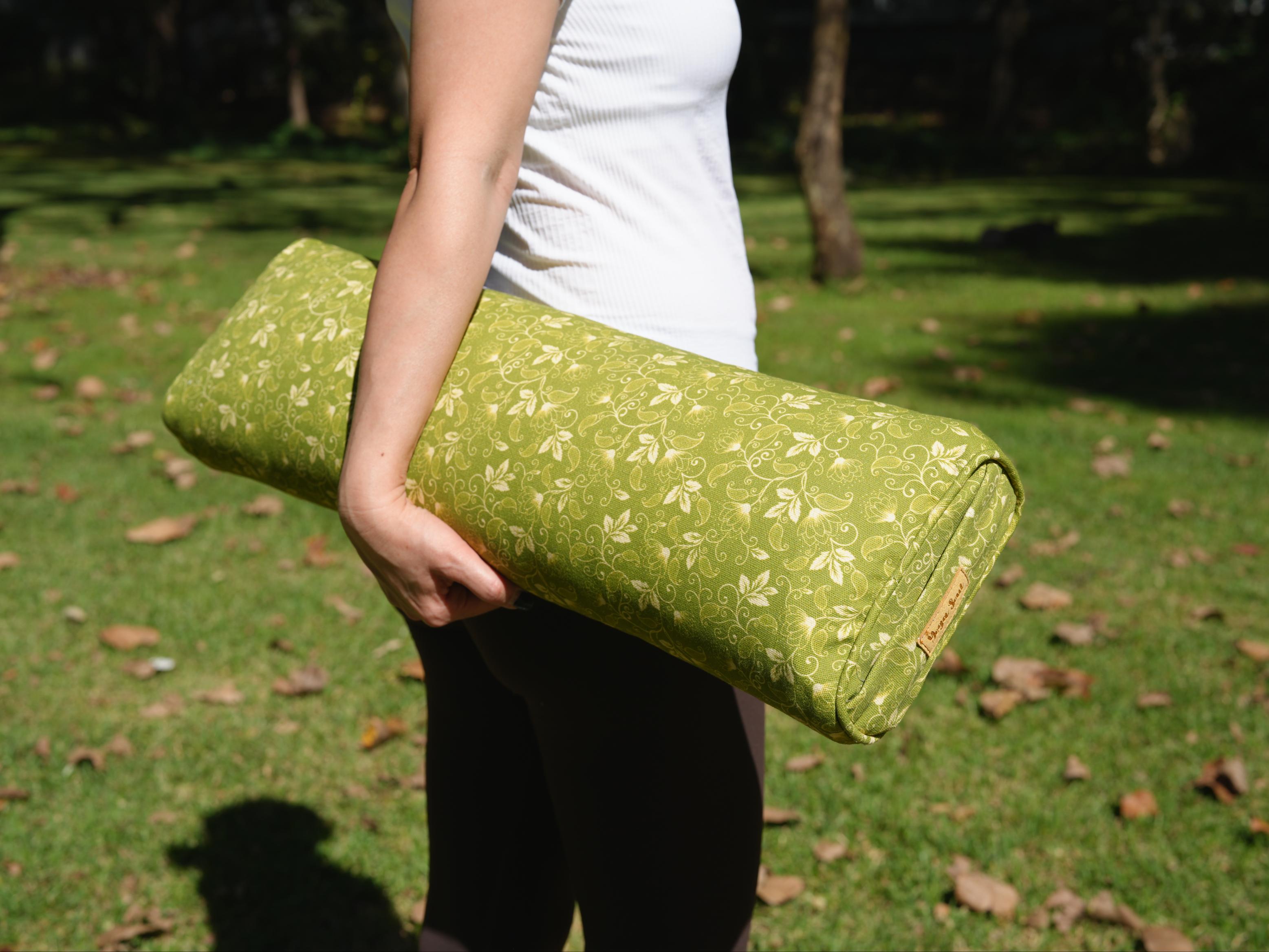 Pranayama Yoga Bolster | Sacred Lotus | Olive Green - Yoga Soul