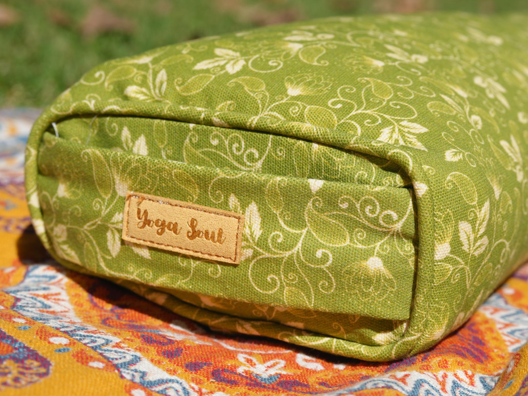 Pranayama Yoga Bolster | Sacred Lotus | Olive Green - Yoga Soul